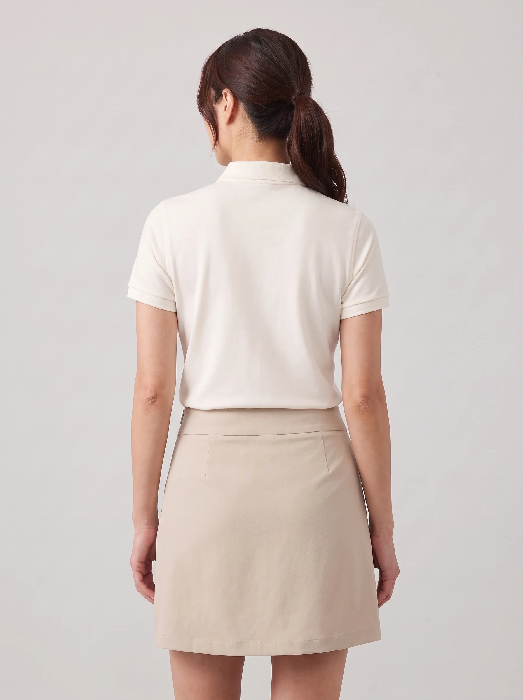 Sand Asymmetric Pleat Golf Skort, women golf dresses & skirts, back view
