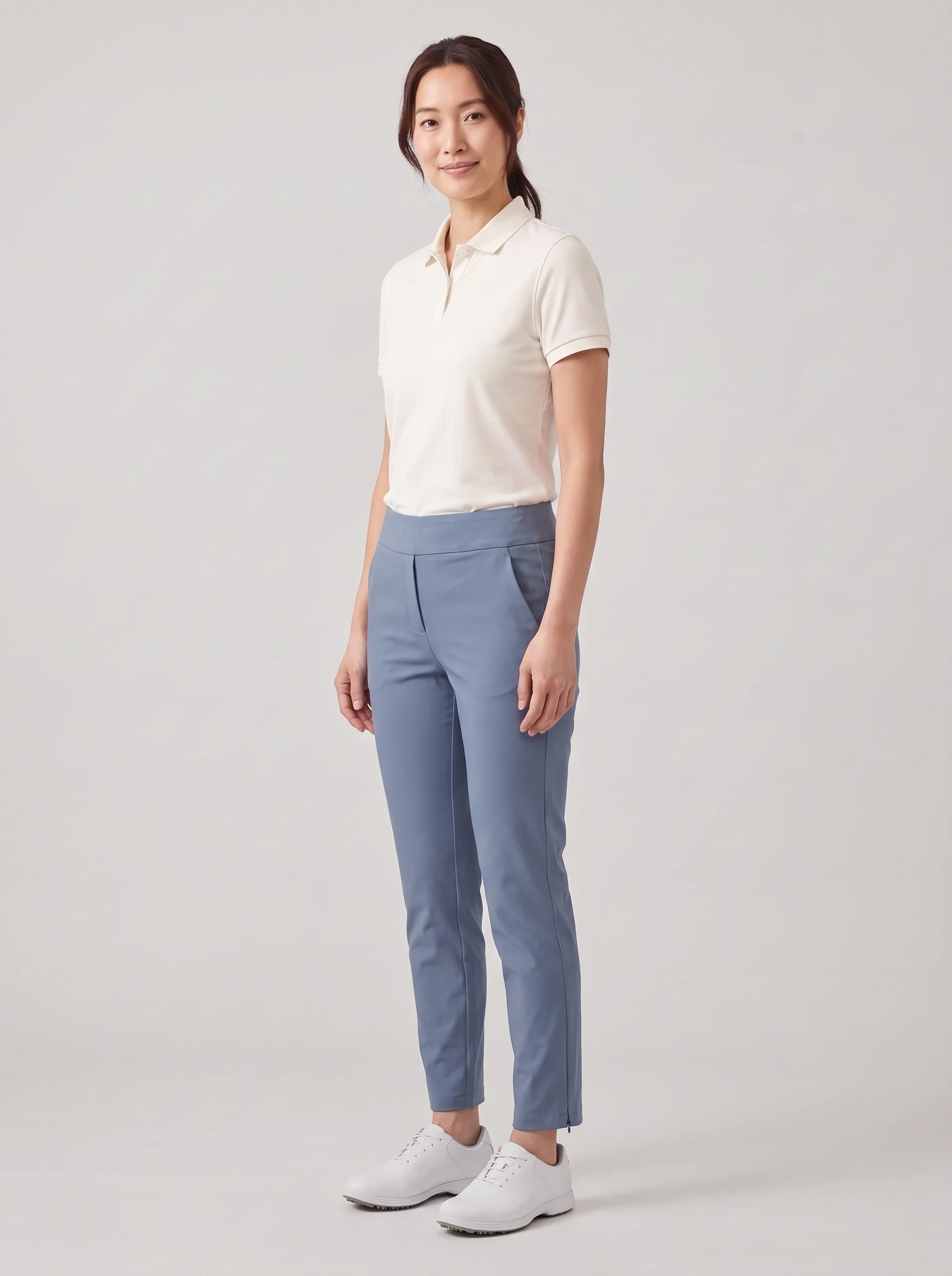 Dusty Blue Zip Hem Ankle Pant, women pants & trousers, side view