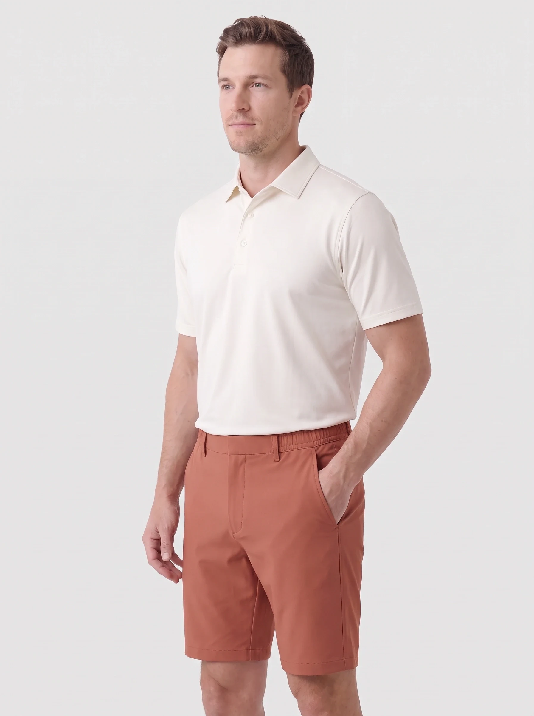 Terracotta Gusset Golf Short, men shorts, side view