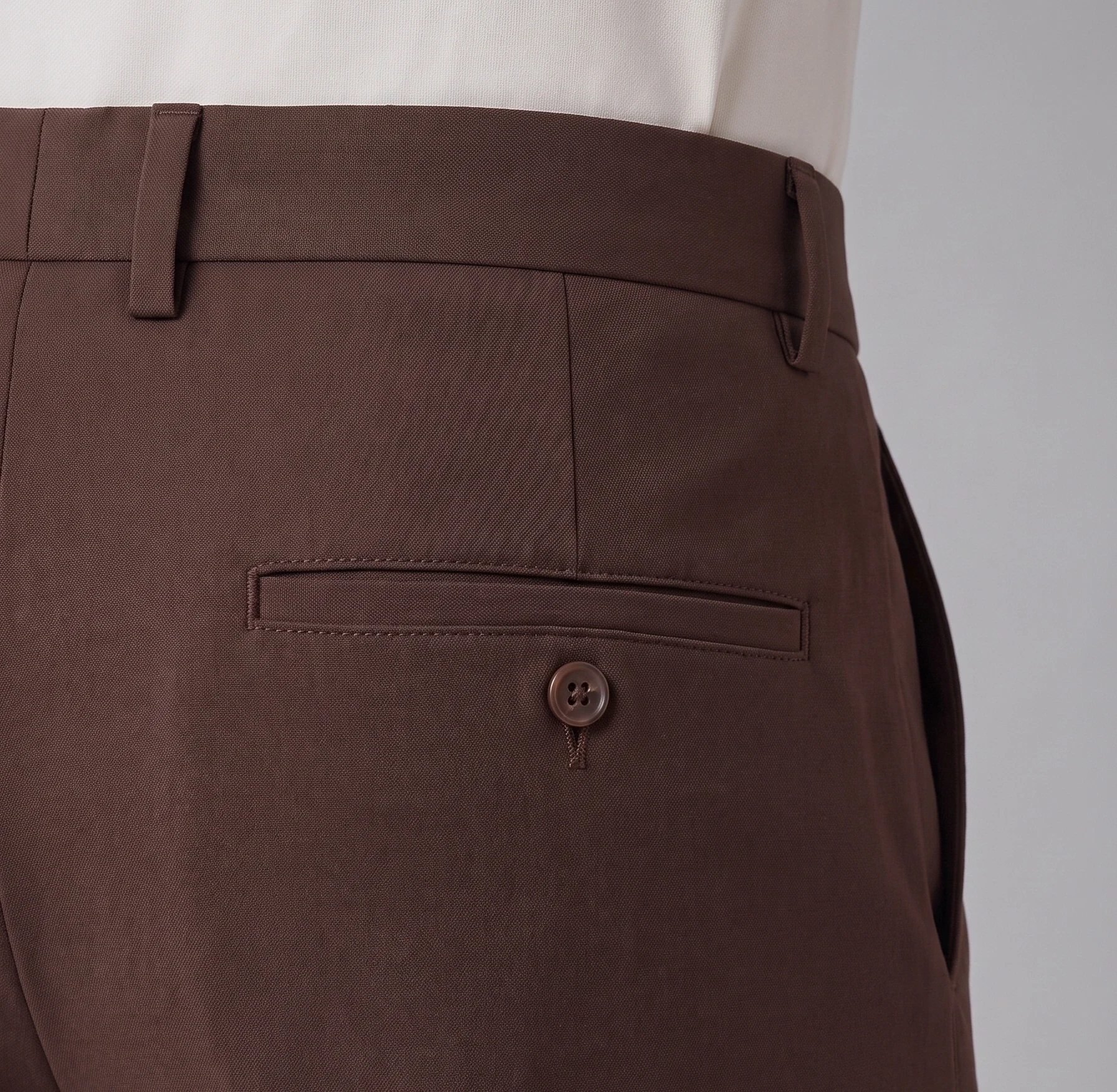 Chocolate Hidden Drawcord Trouser, men pants & trousers, Internal drawcord waistband and rear button welt detail