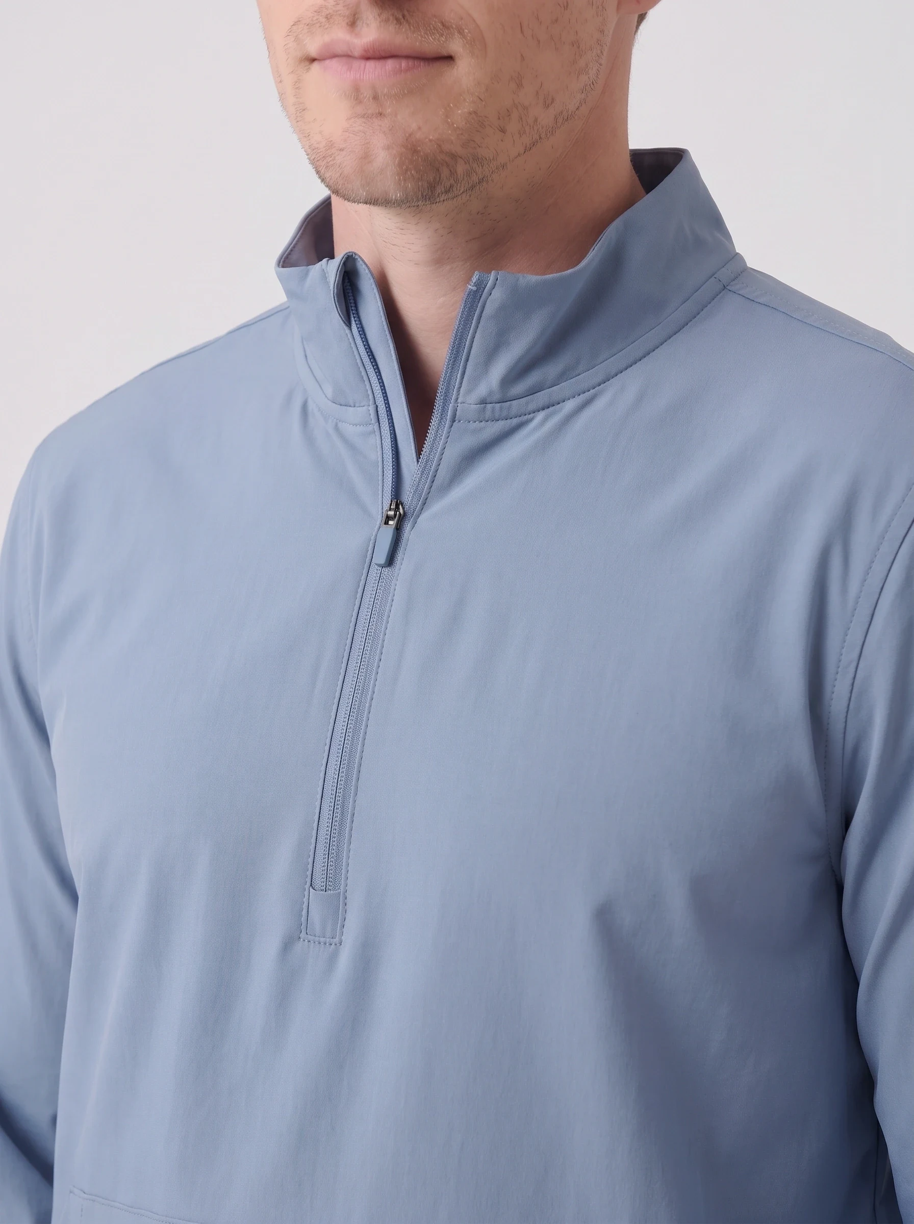 Blue Anorak Golf Shell, men outerwear, Half zipper and lightweight woven shell detail