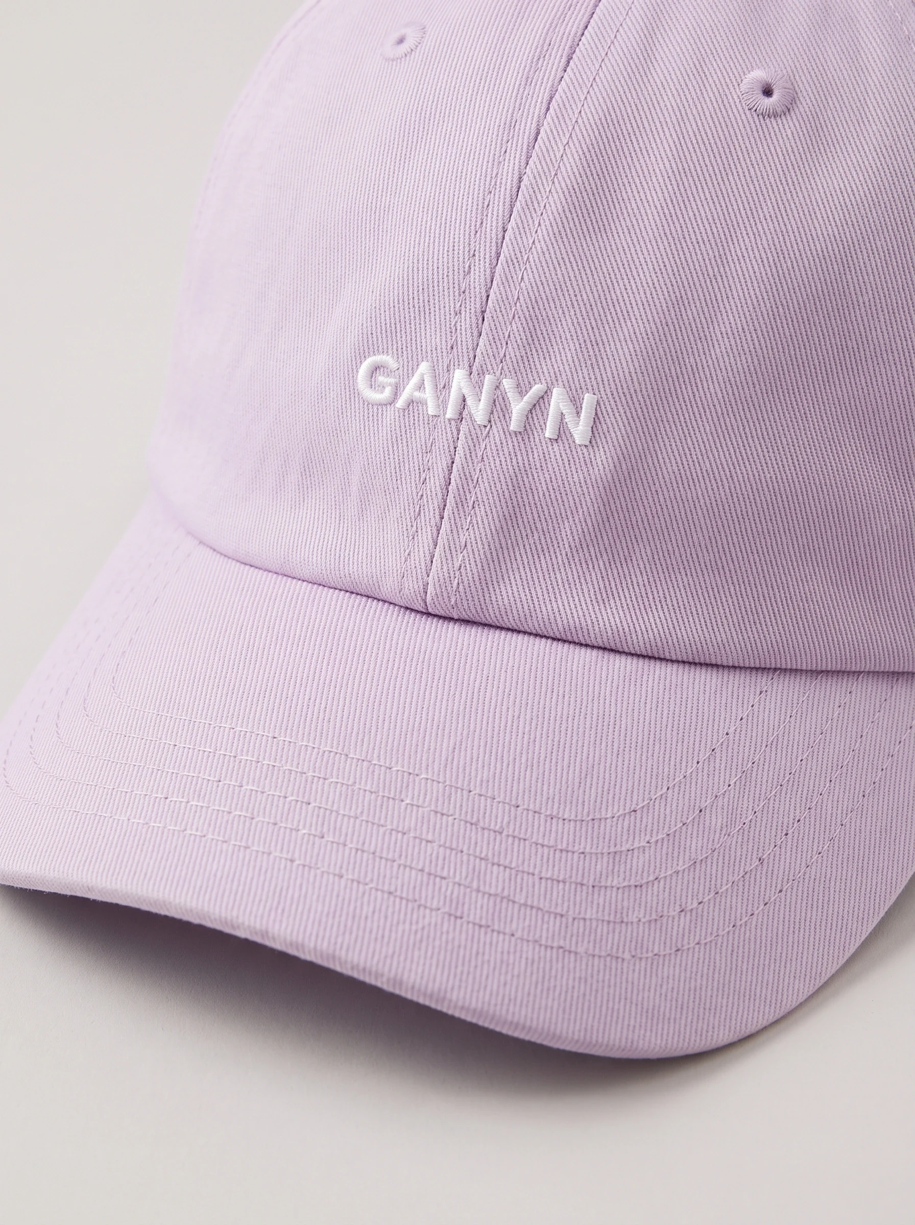 Lilac Short Brim Golf Cap, unisex caps, Ponytail rear opening and GANYN silicone transfer detail