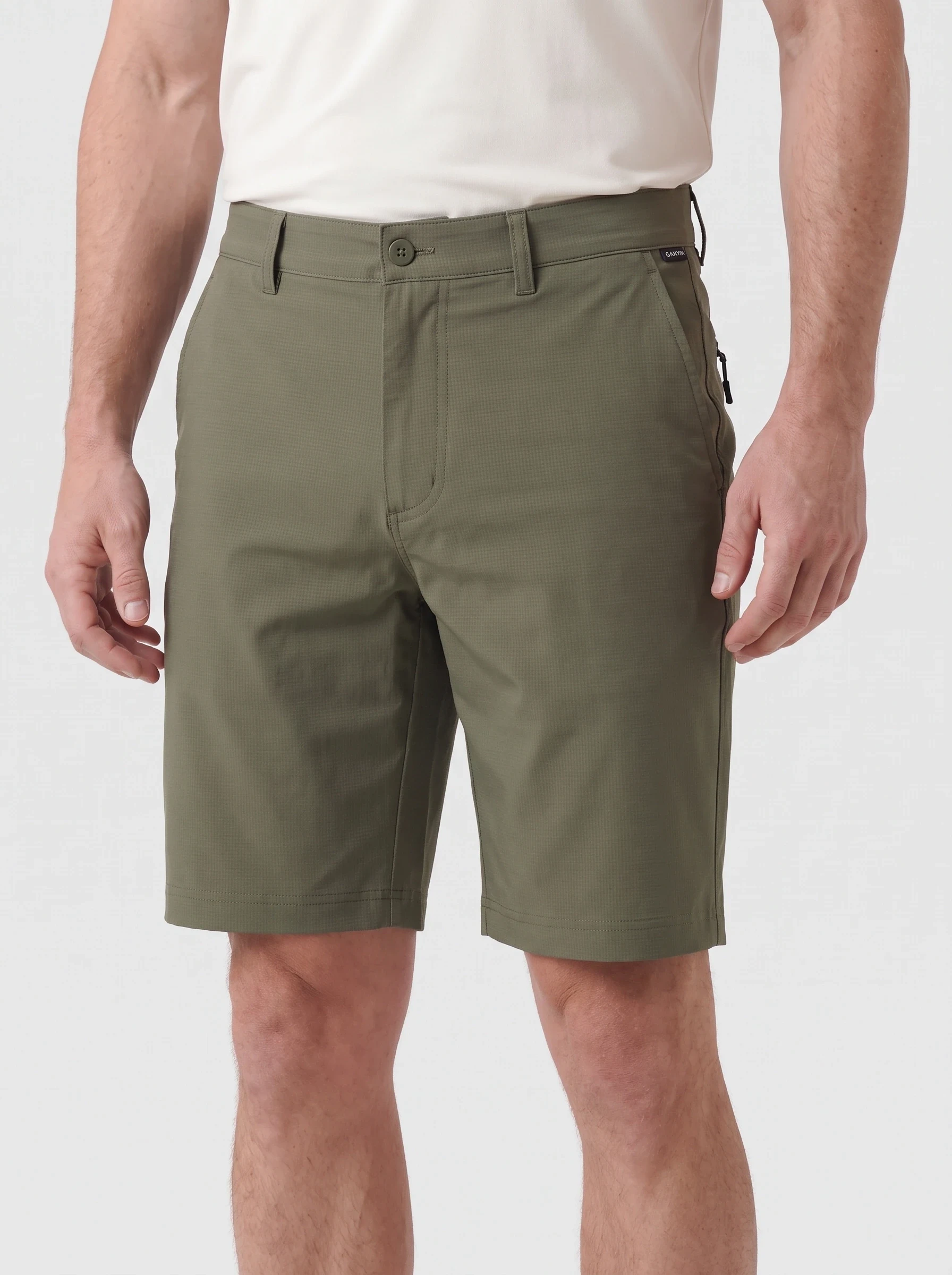 Olive Micro Texture Golf Short, men shorts, front view