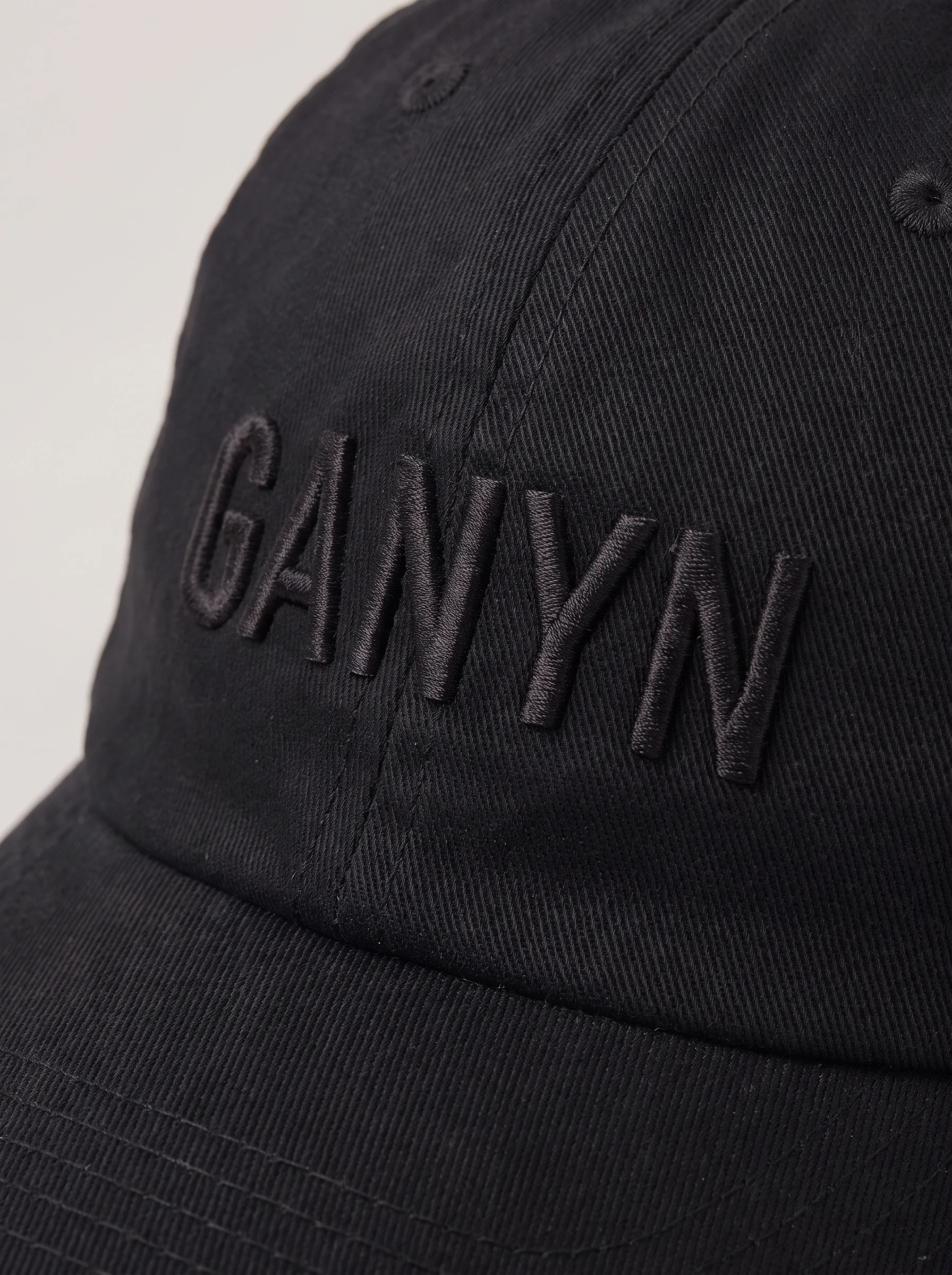 Black Low Profile Golf Cap, unisex caps, Black raised GANYN stitching detail