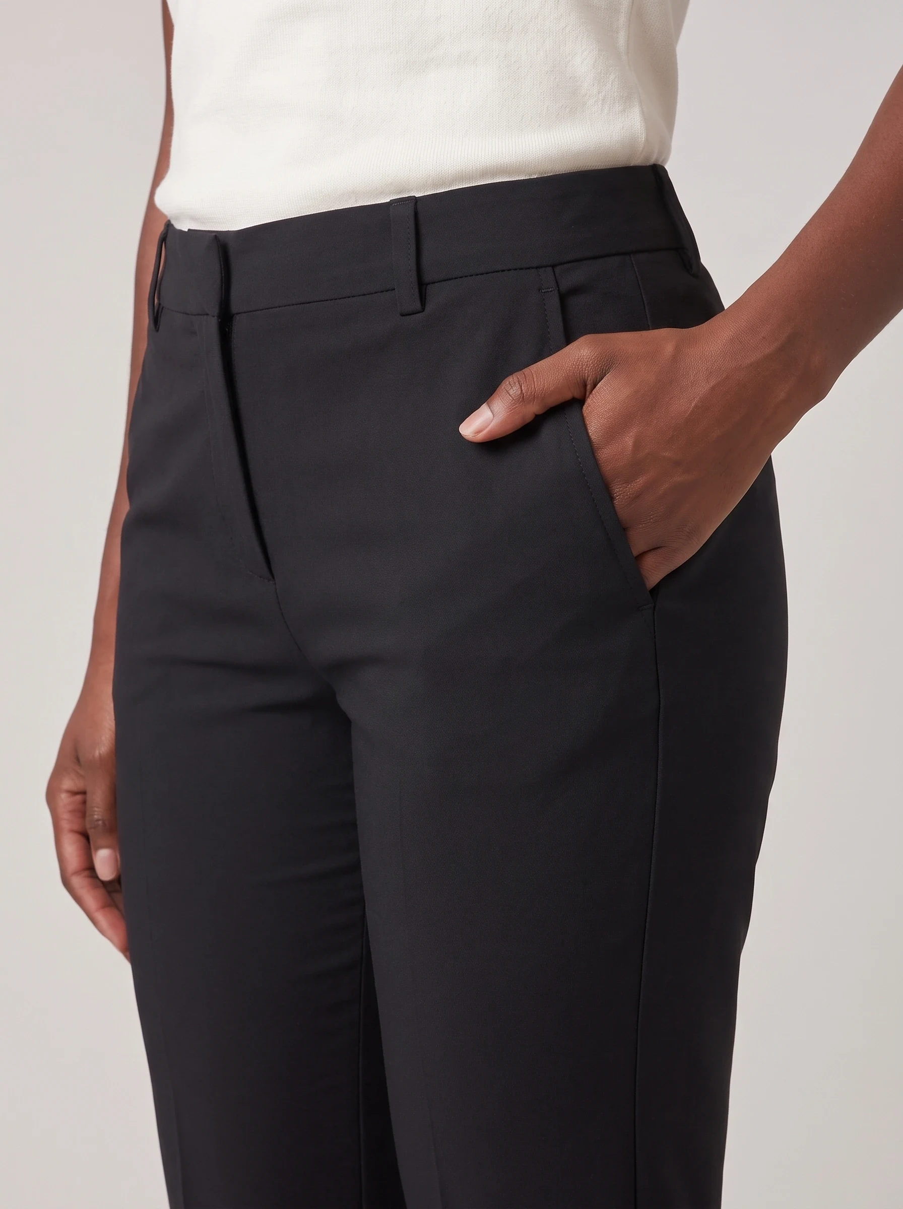 Black Straight Leg Golf Pant, women pants & trousers, Tailored waistband and side pocket detail