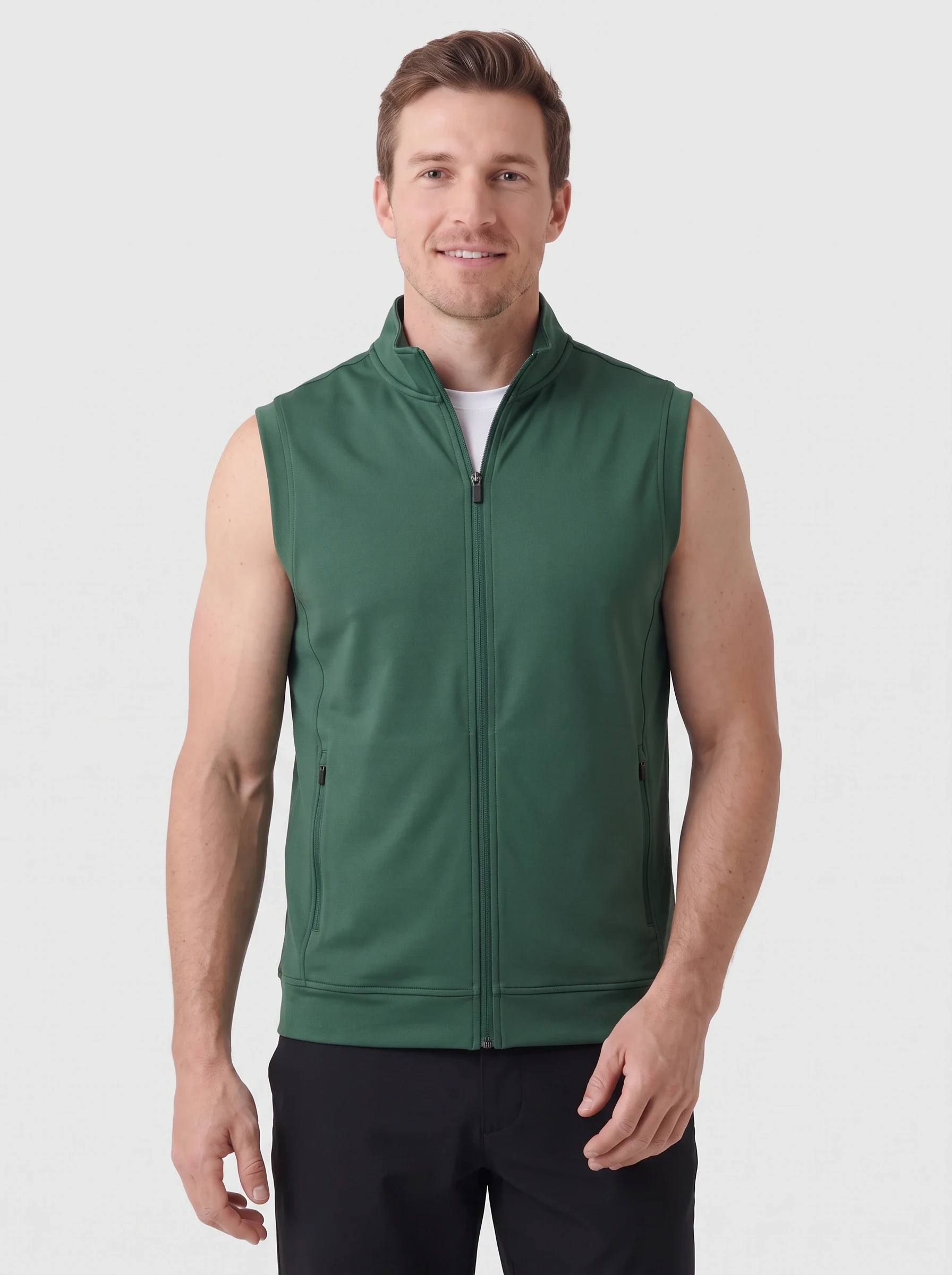 Forest Full Zip Knit Vest, men zip tops & midlayers, front view