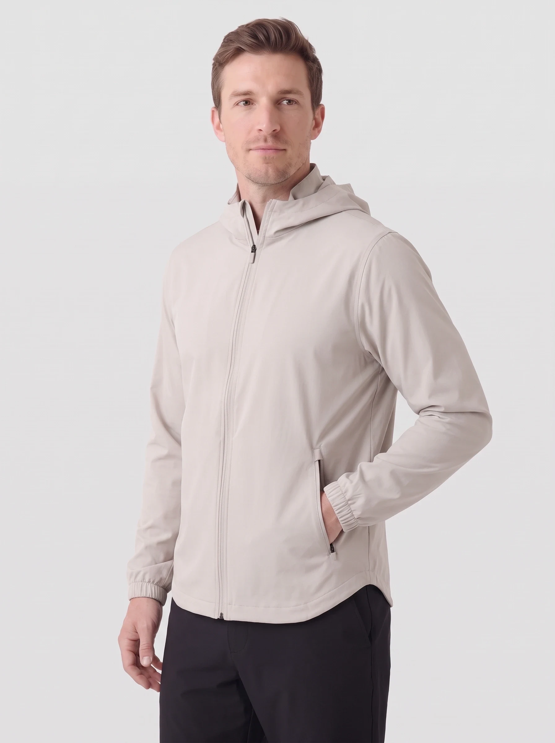 Stone Hooded Shell Jacket, men outerwear, side view