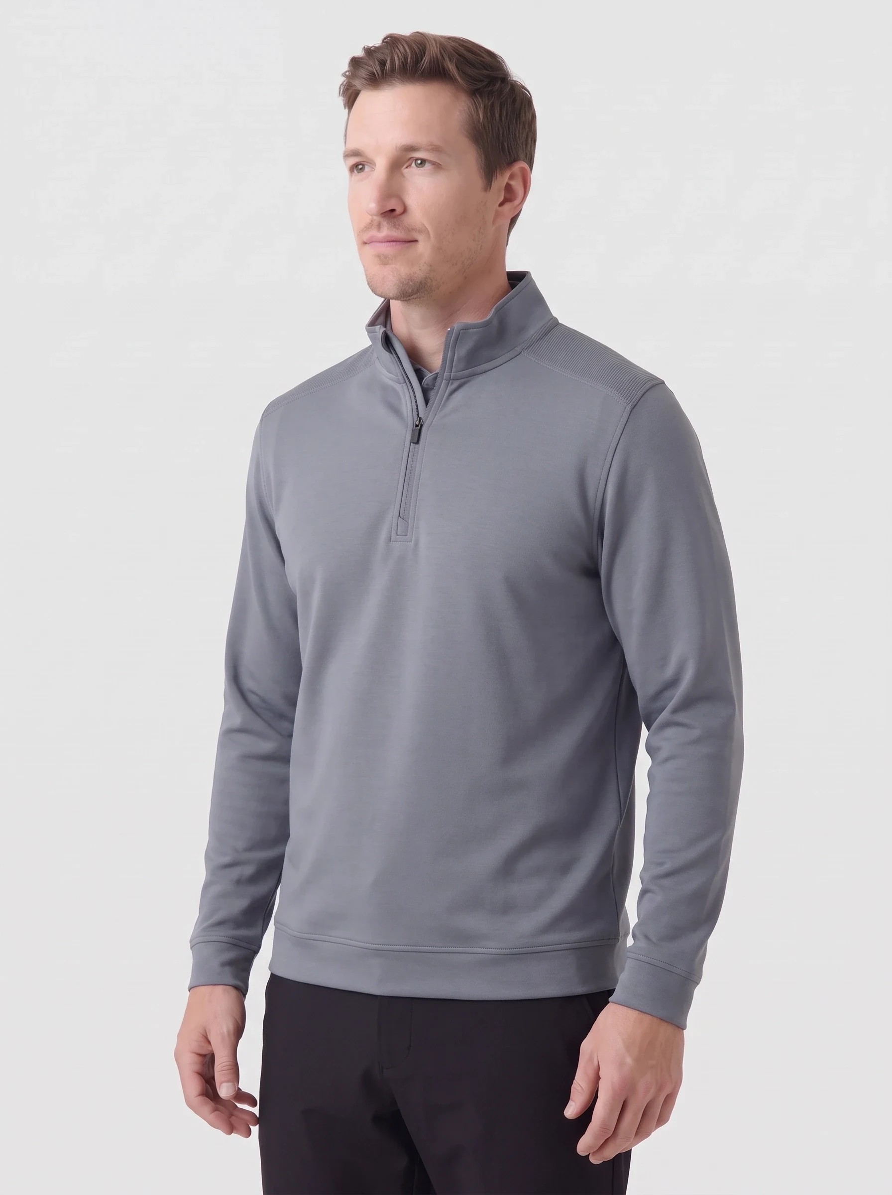 Steel Rib Shoulder Quarter Zip, men zip tops & midlayers, side view