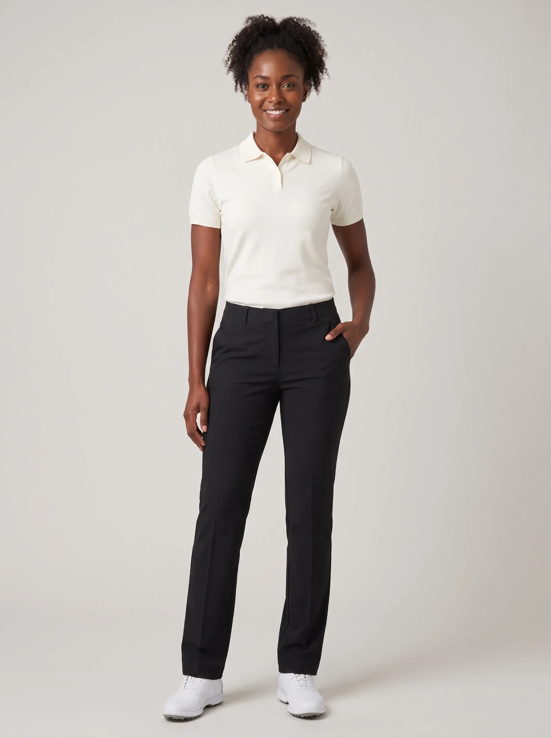 Black Straight Leg Golf Pant, women pants & trousers, front view