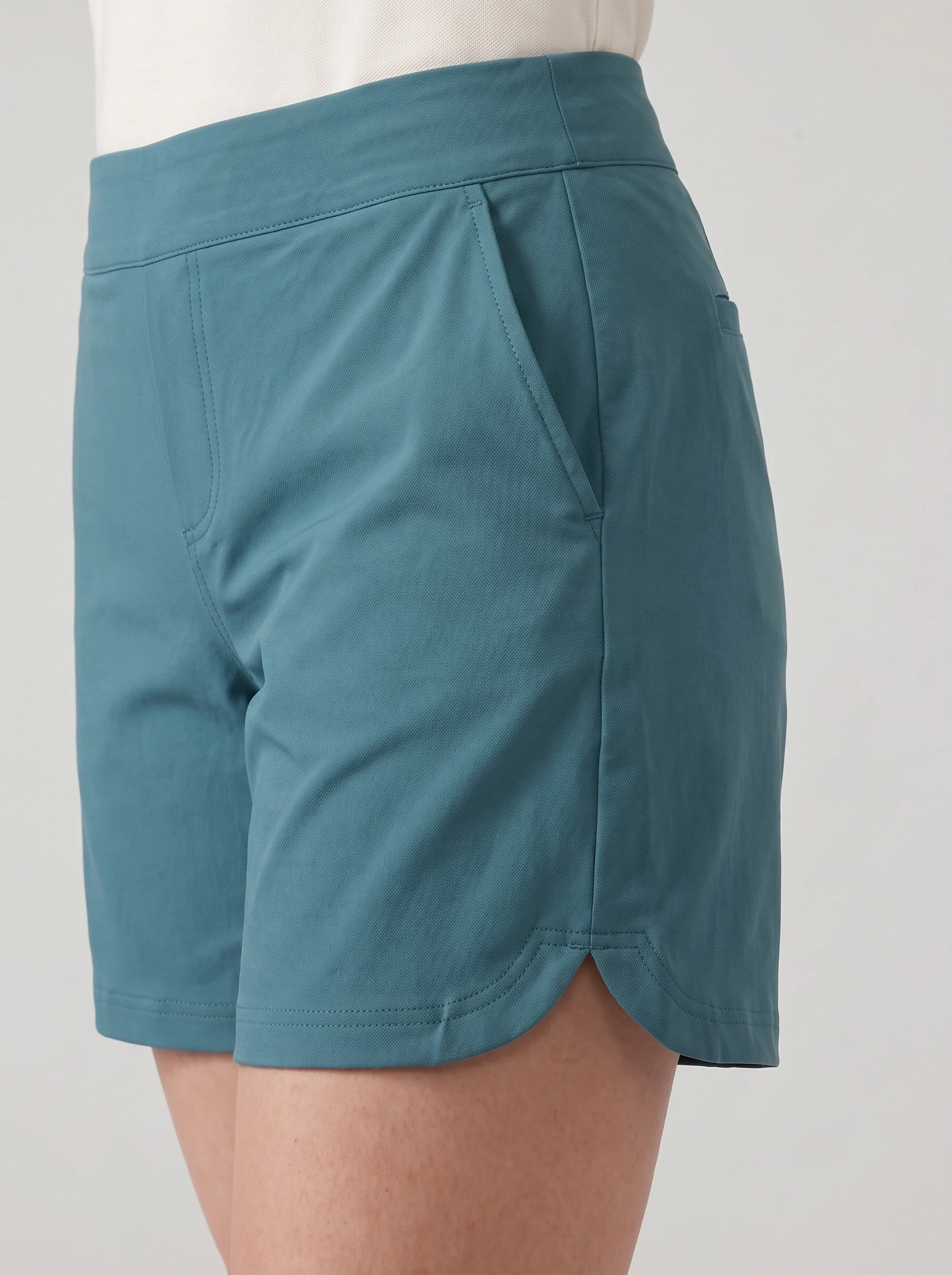 Teal Side Vent Golf Short, women shorts, Side vent and curved hem detail