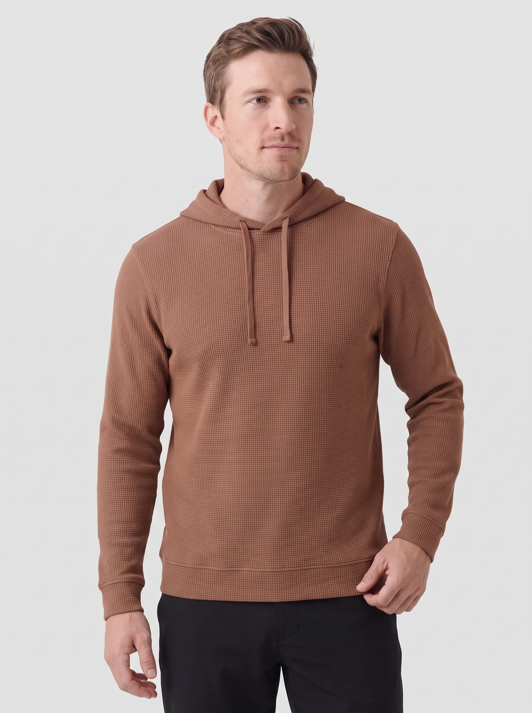 Clay Waffle Knit Hoodie, men hoodies, front view