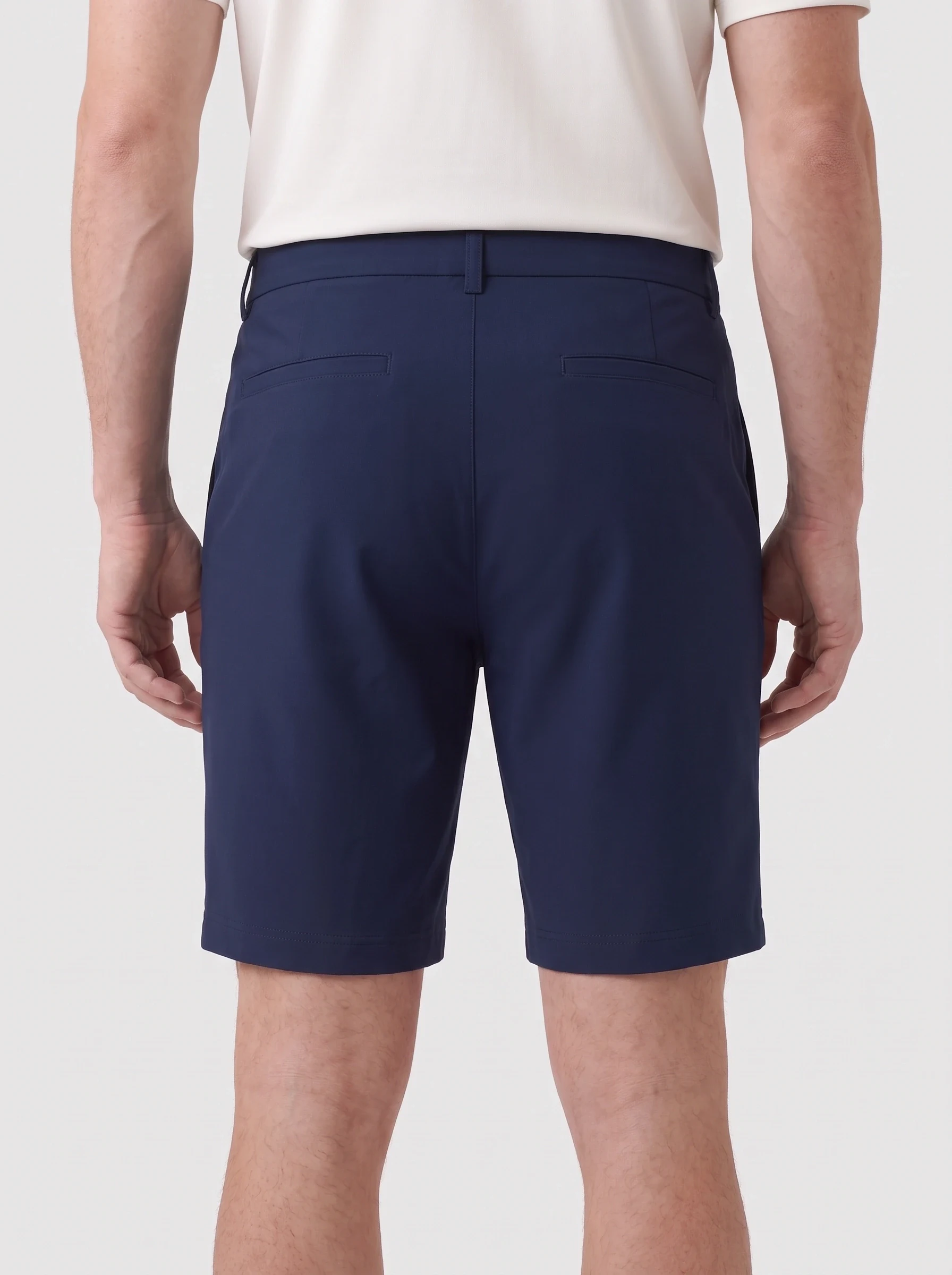 Navy Zipped Seam Golf Short, men shorts, back view