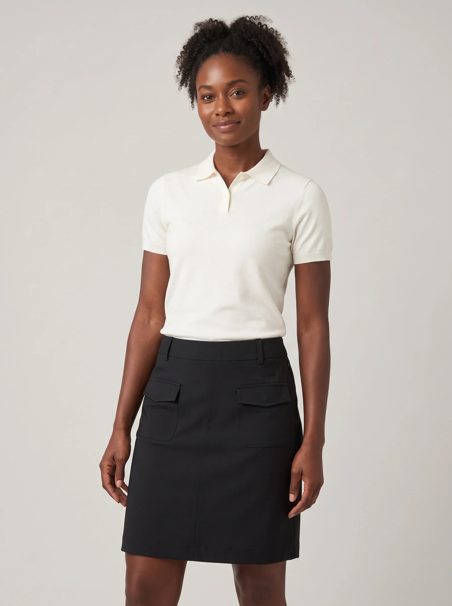 Black Cargo Pocket Golf Skort, women golf dresses & skirts, front view