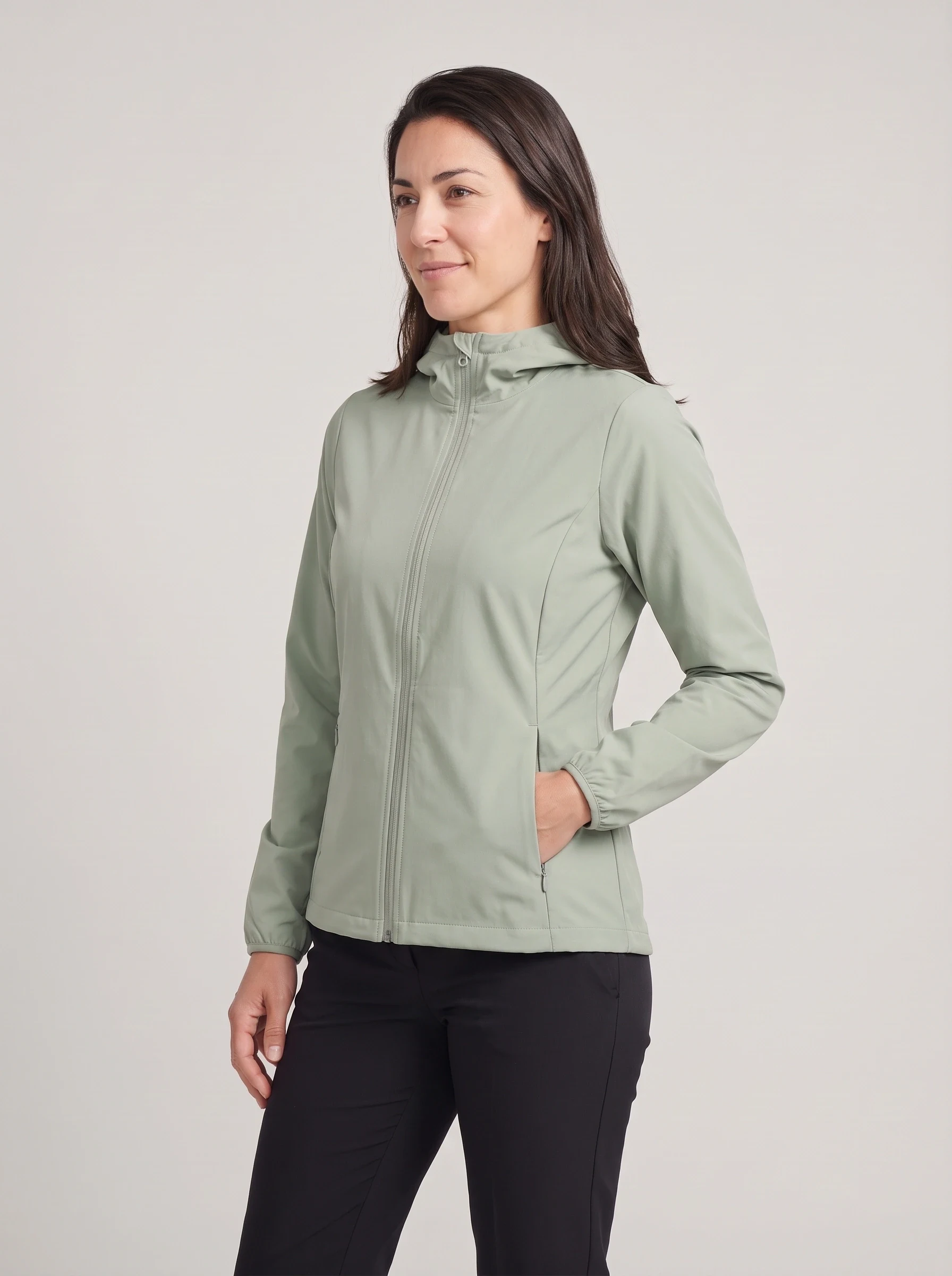 Sage Hooded Golf Shell, women outerwear, side view