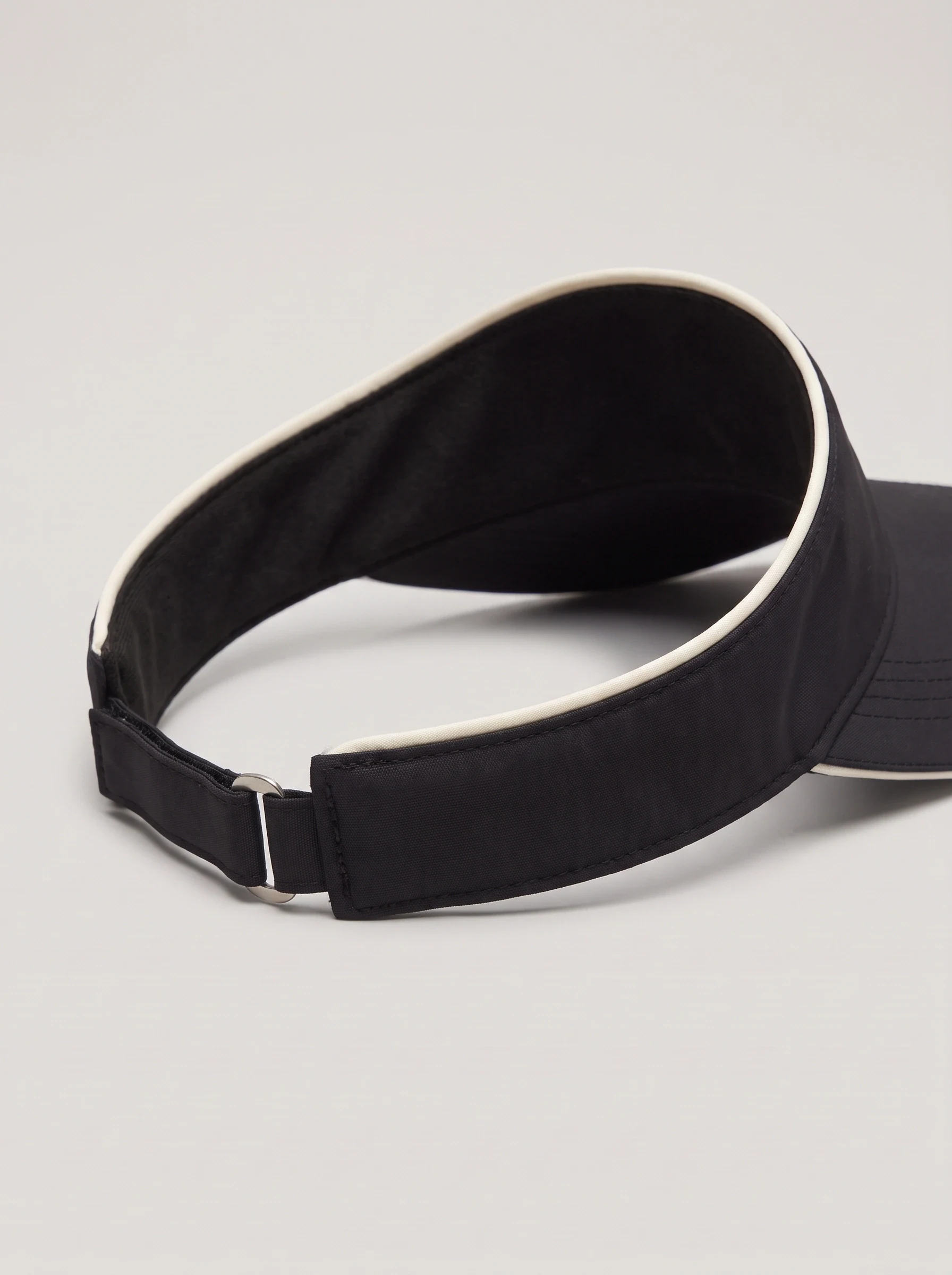 Black Wide Band Golf Visor, unisex caps, Bound wide visor band and buckle detail