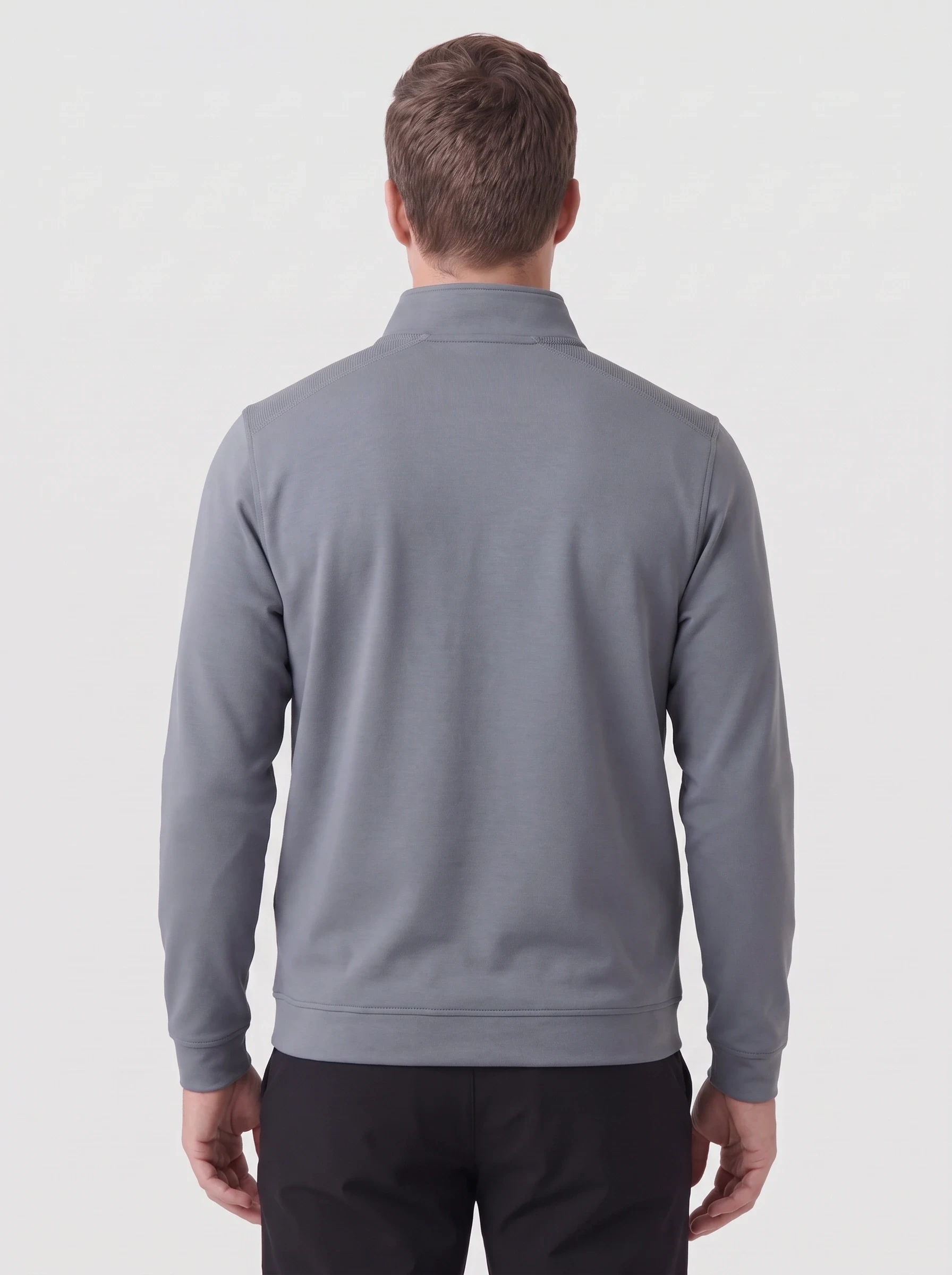 Steel Rib Shoulder Quarter Zip, men zip tops & midlayers, back view