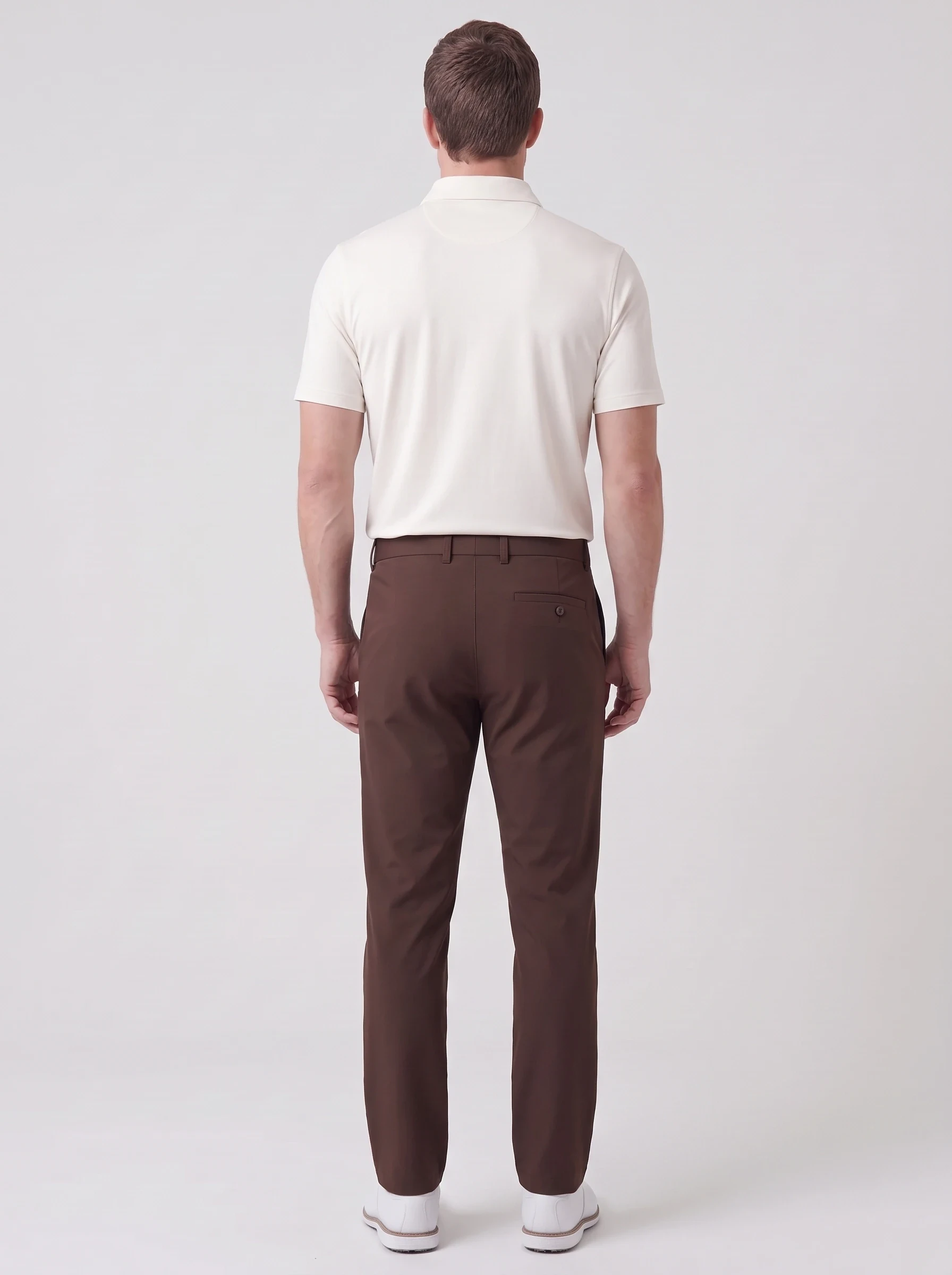 Chocolate Hidden Drawcord Trouser, men pants & trousers, back view