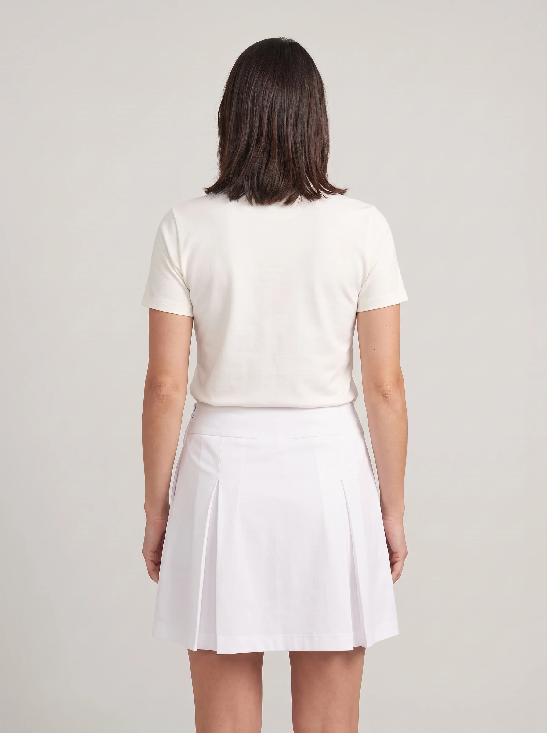 White Box Pleat Golf Skirt, women golf dresses & skirts, back view