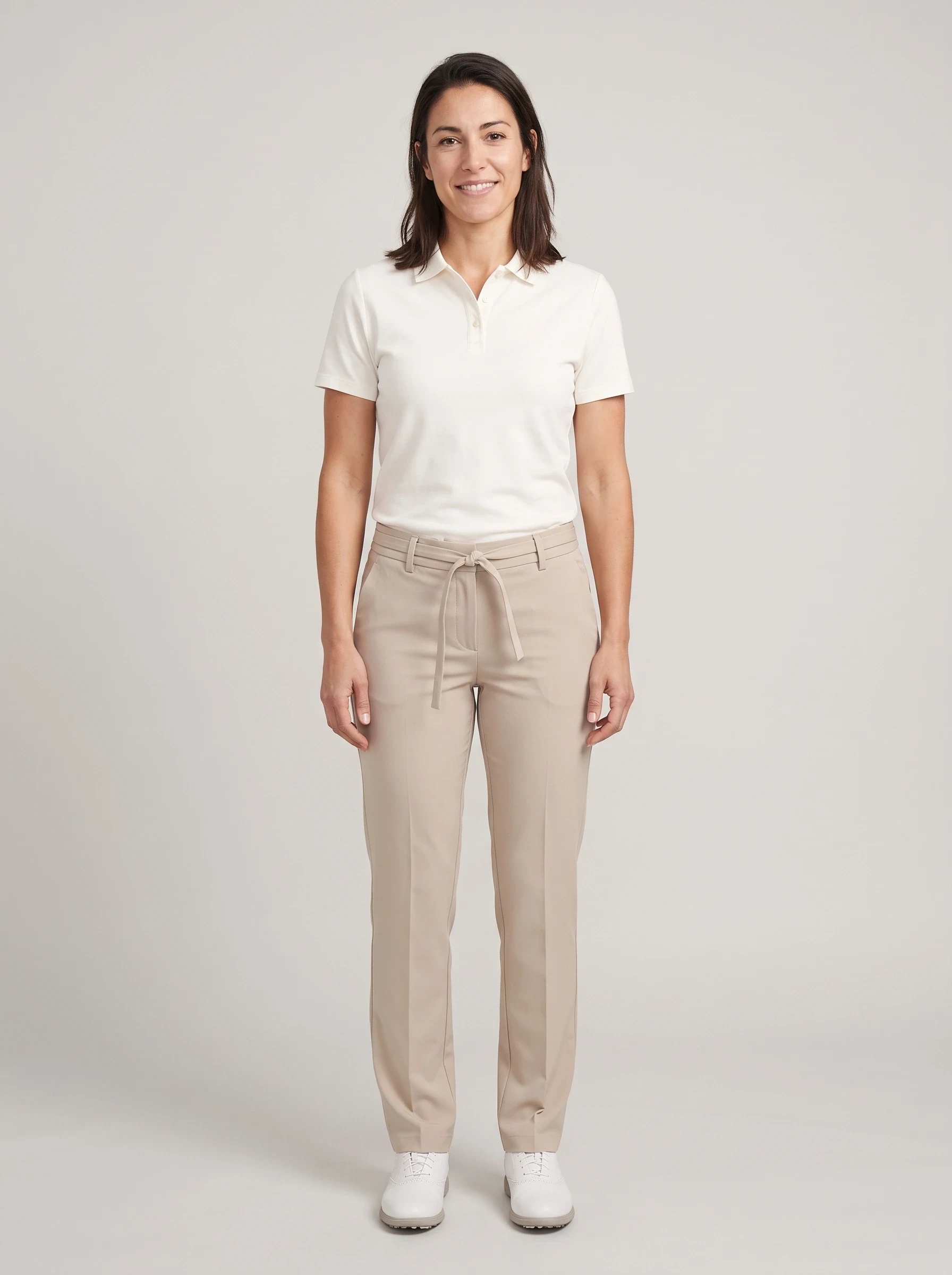 Sand Tie Waist Golf Trouser, women pants & trousers, front view