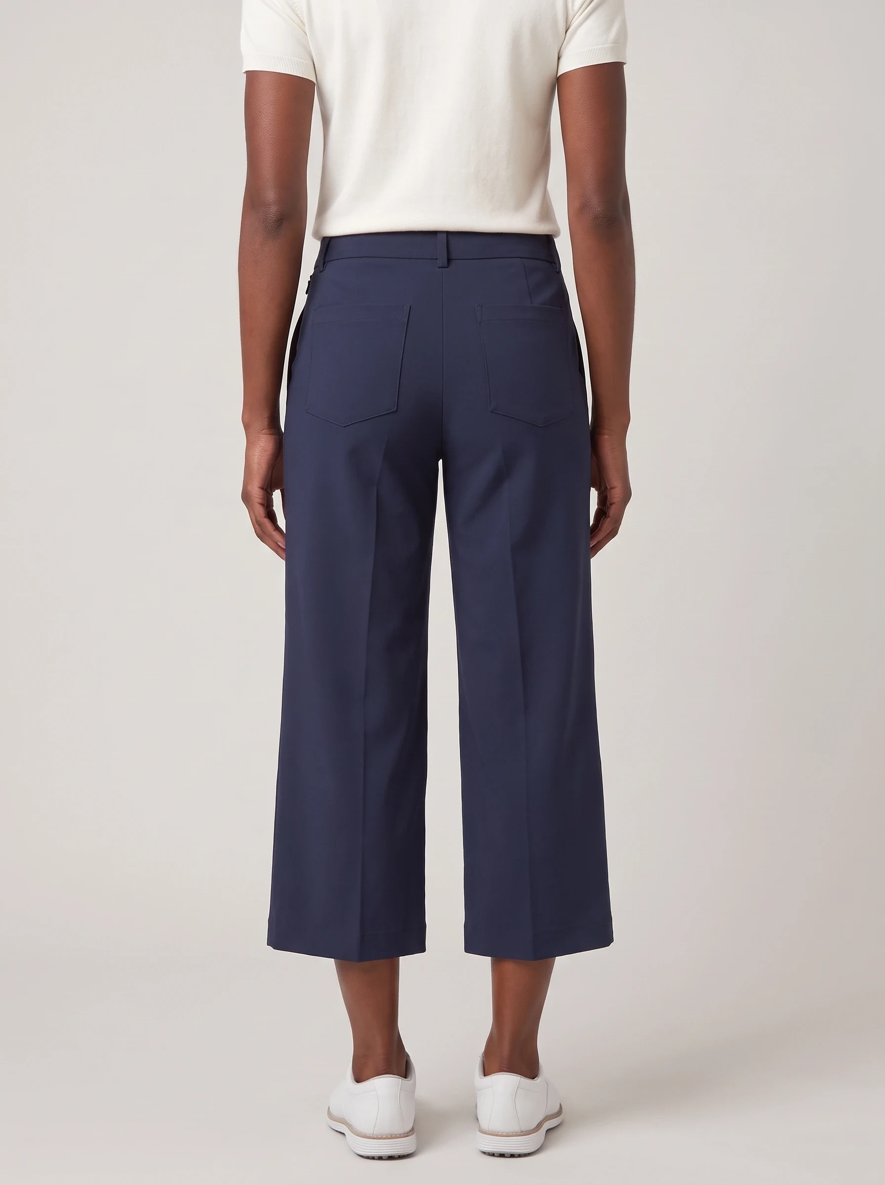 Navy Culotte Golf Pant, women pants & trousers, back view