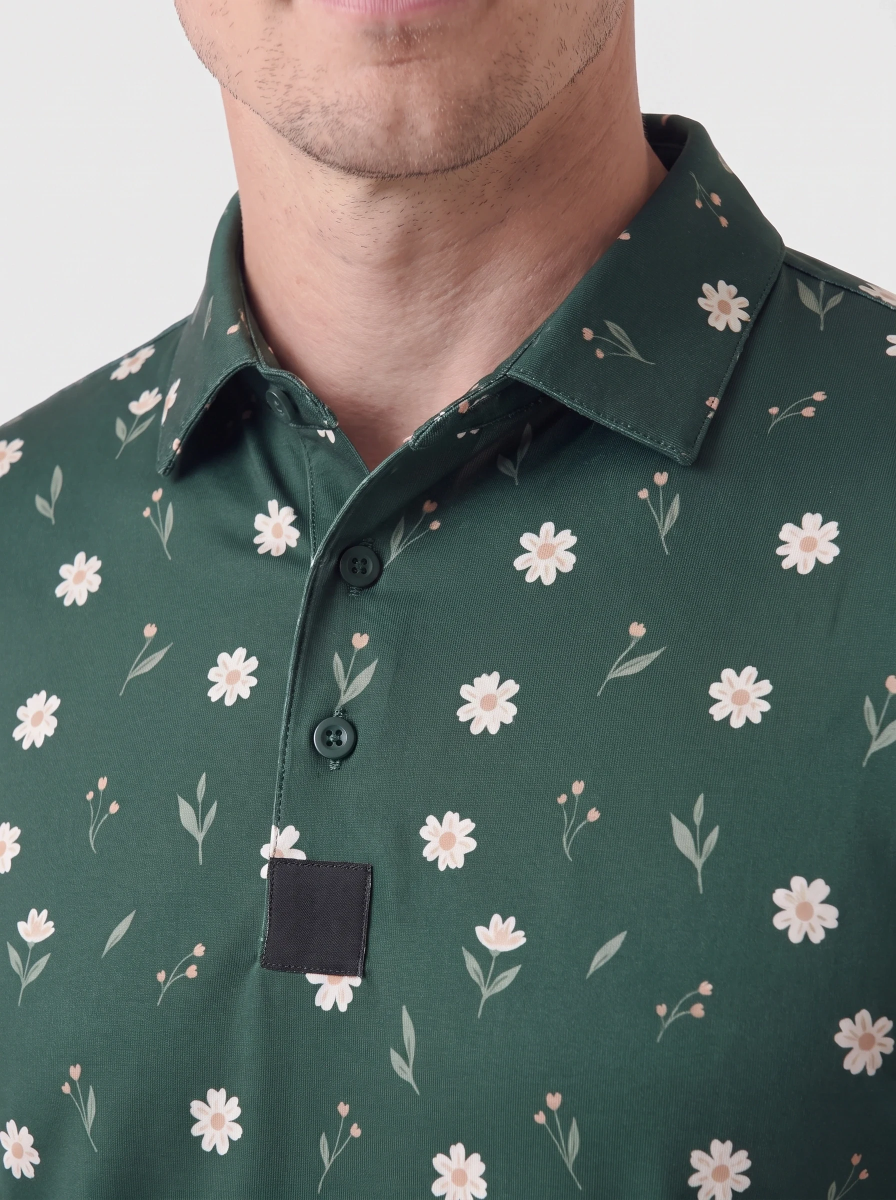Forest Meadow Print Polo, men printed polos, Printed collar, placket and original repeat detail