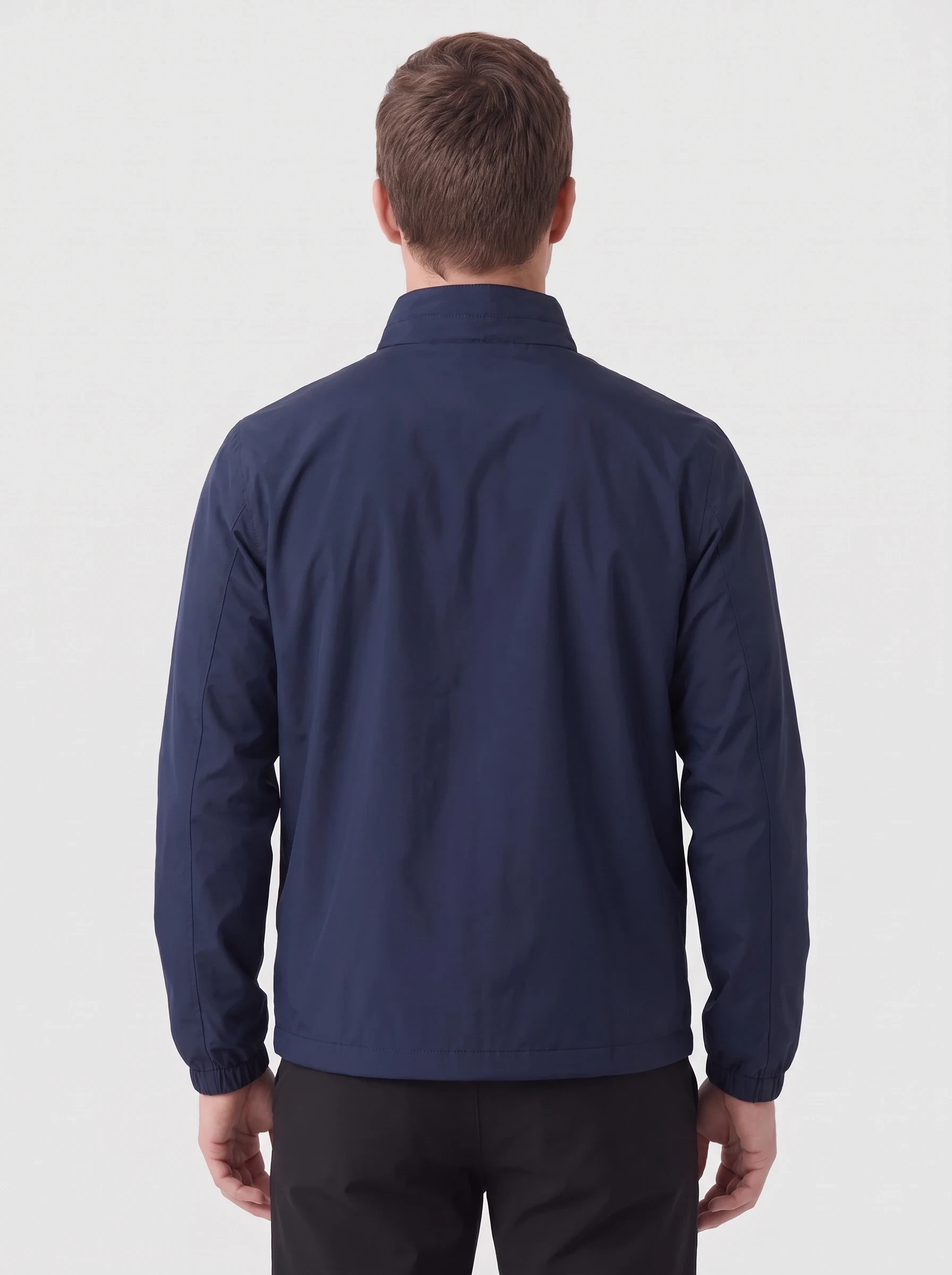 Navy Packable Golf Wind Jacket, men outerwear, back view