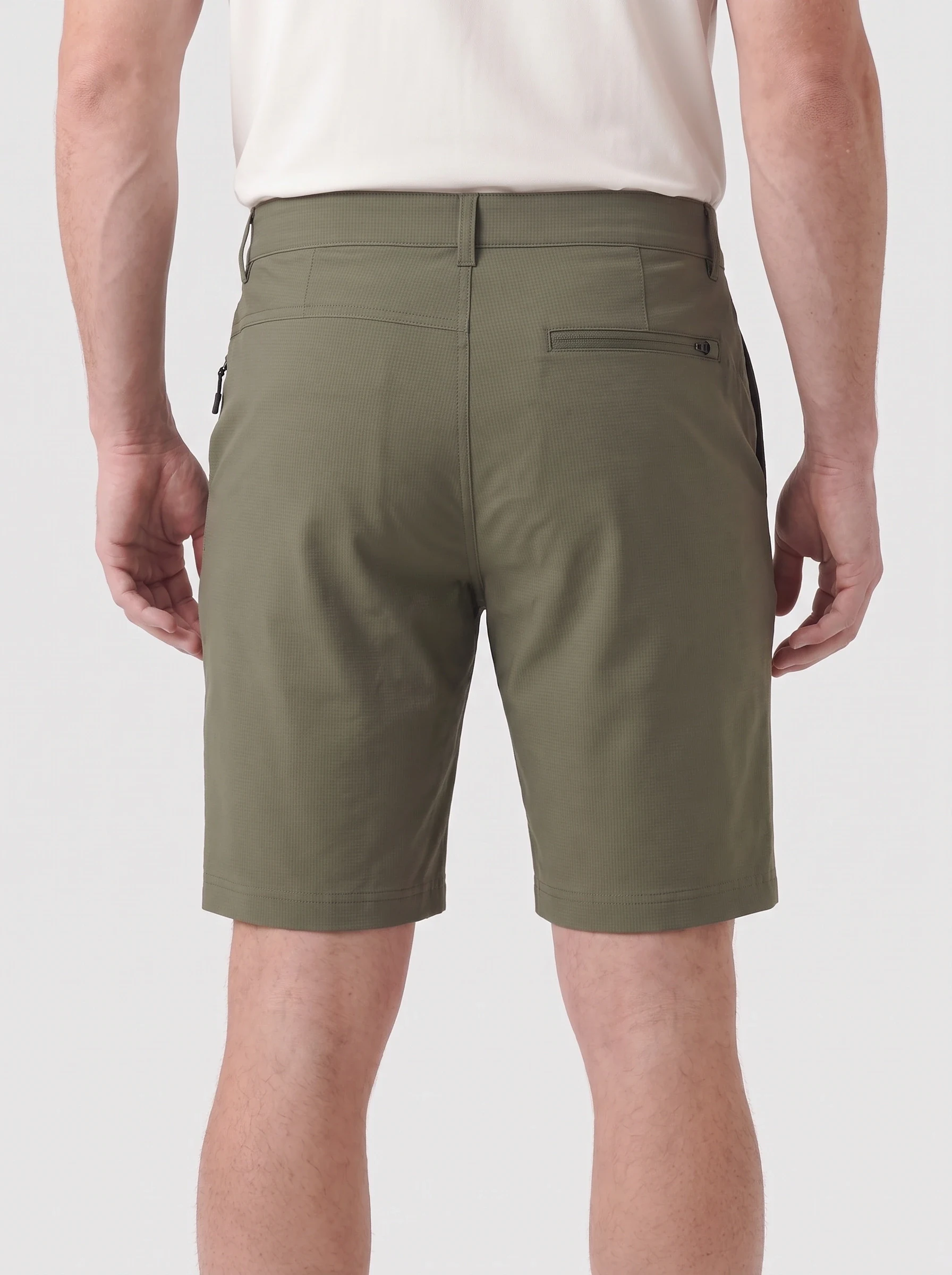 Olive Micro Texture Golf Short, men shorts, back view