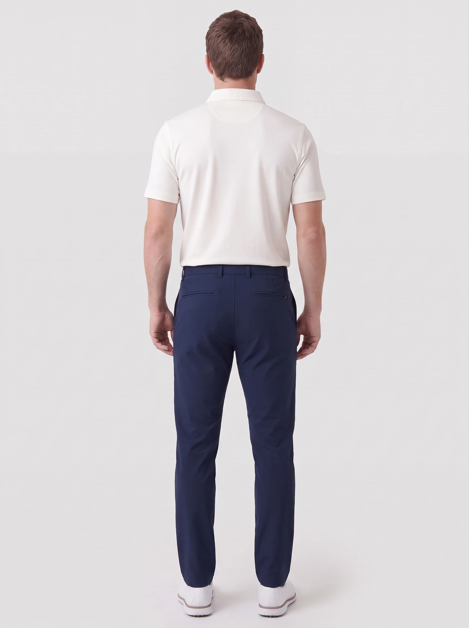 Navy Tapered Tech Trouser, men pants & trousers, back view