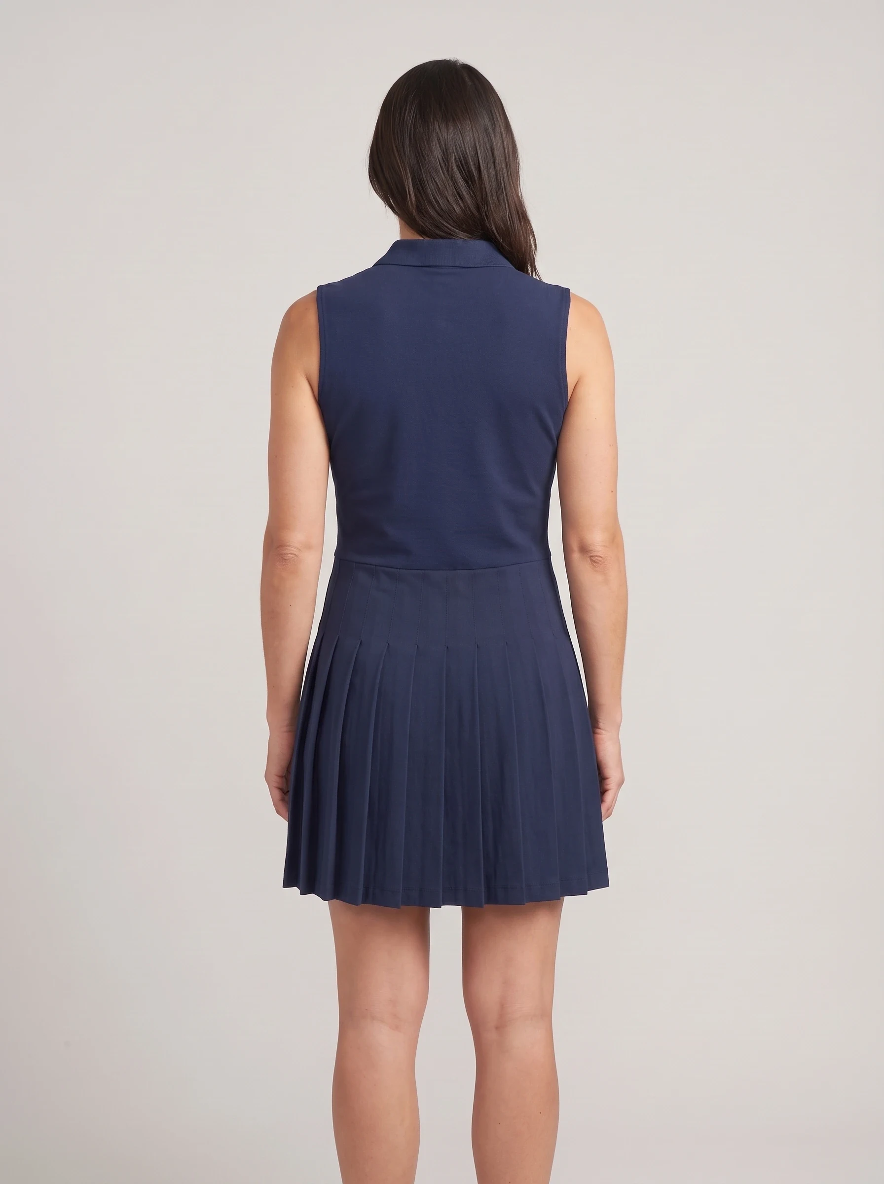 Navy Pleated Hem Golf Dress, women golf dresses, back view