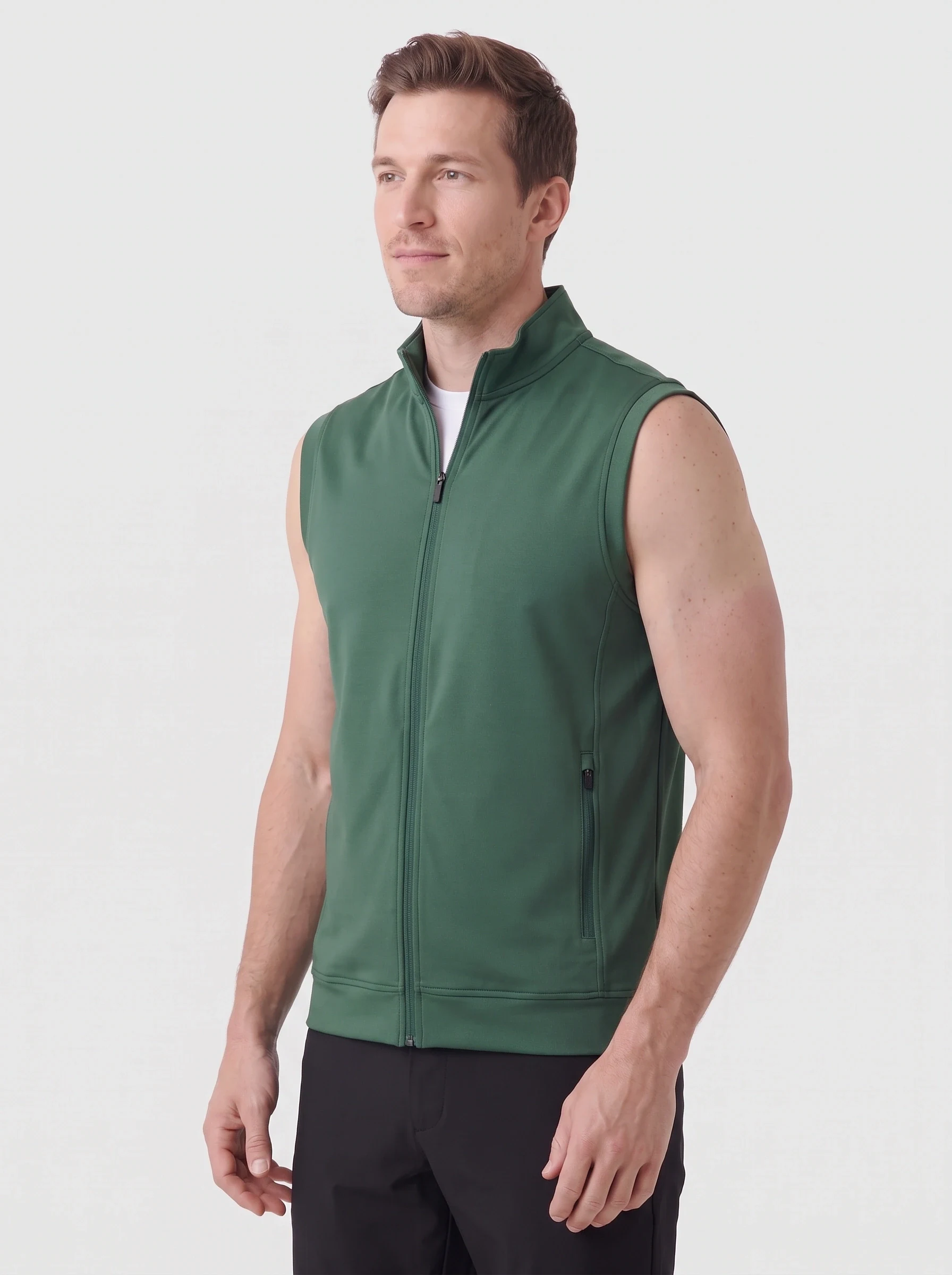 Forest Full Zip Knit Vest, men zip tops & midlayers, side view