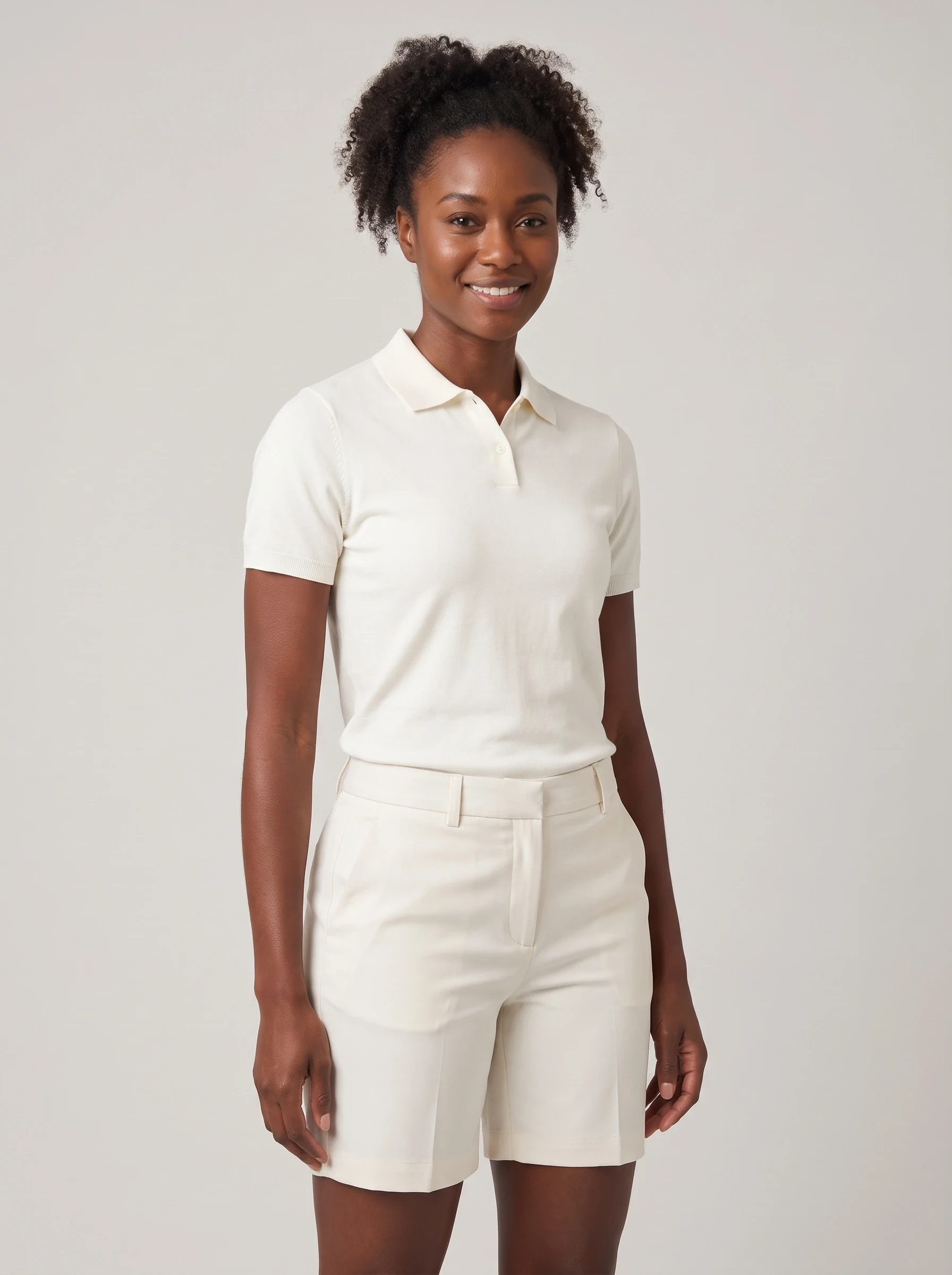 Ivory High Rise Golf Short, women shorts, front view