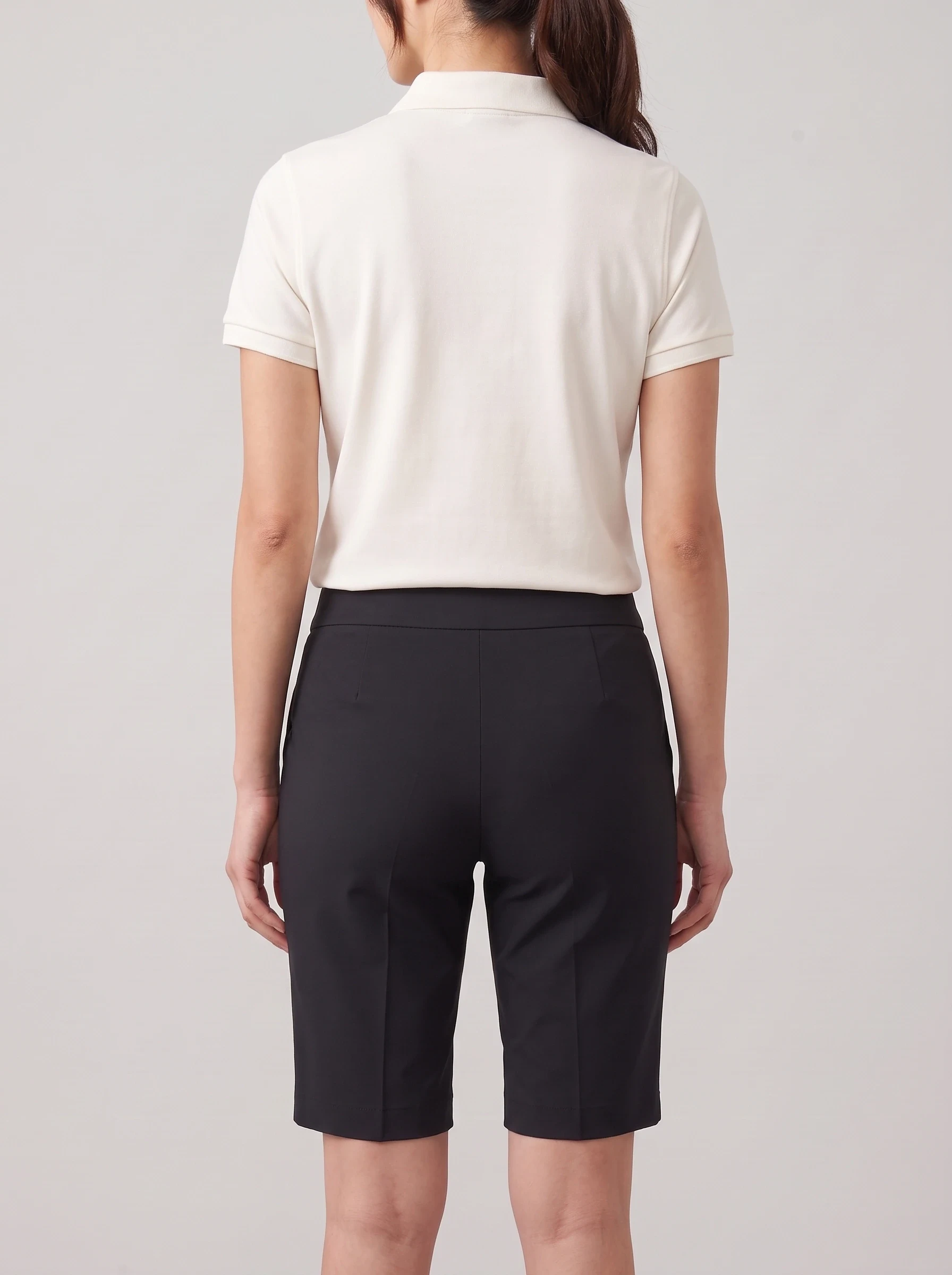 Black Tailored Bermuda Short, women shorts, back view