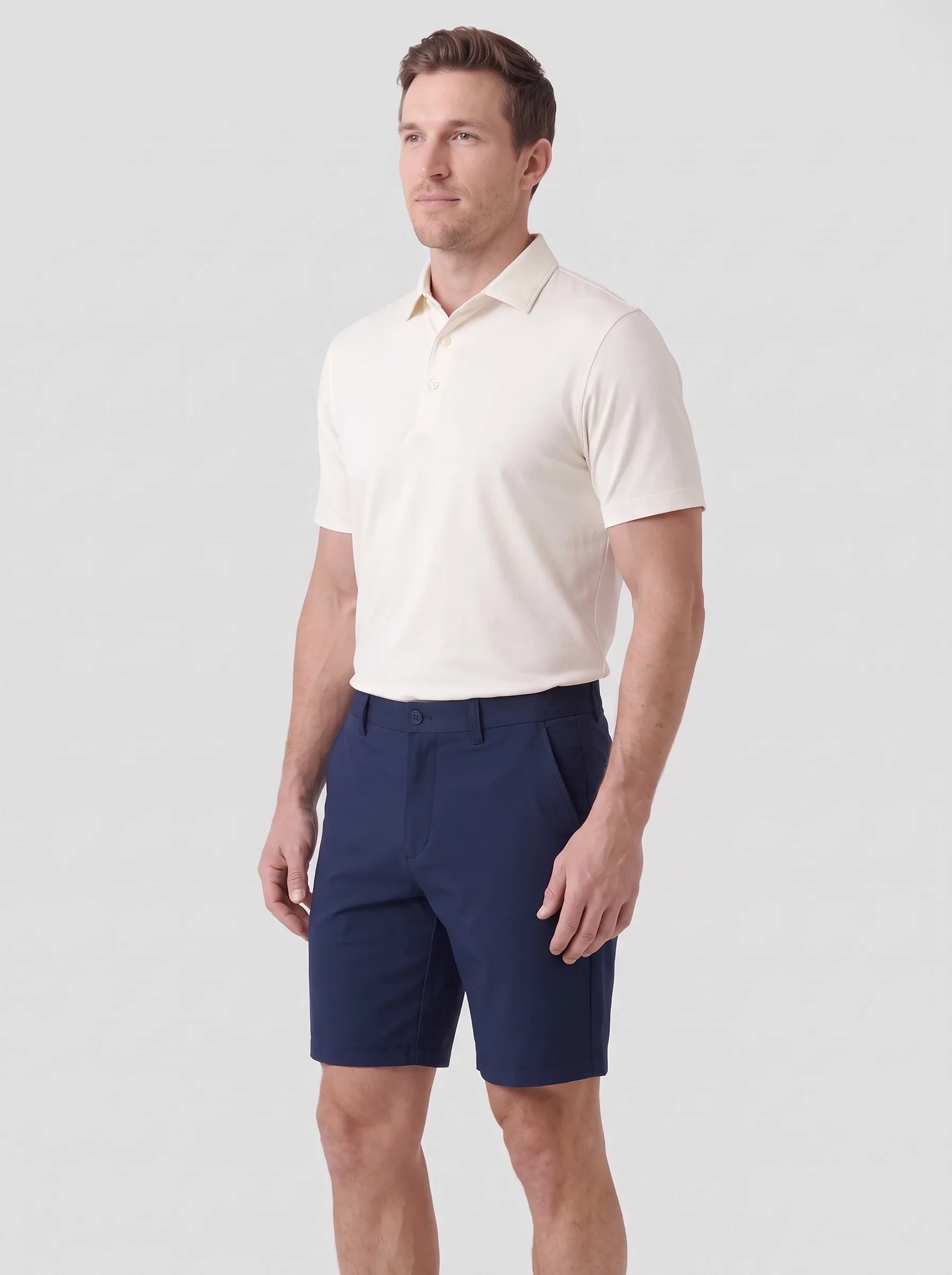Navy Flat Front Golf Short, men shorts, side view