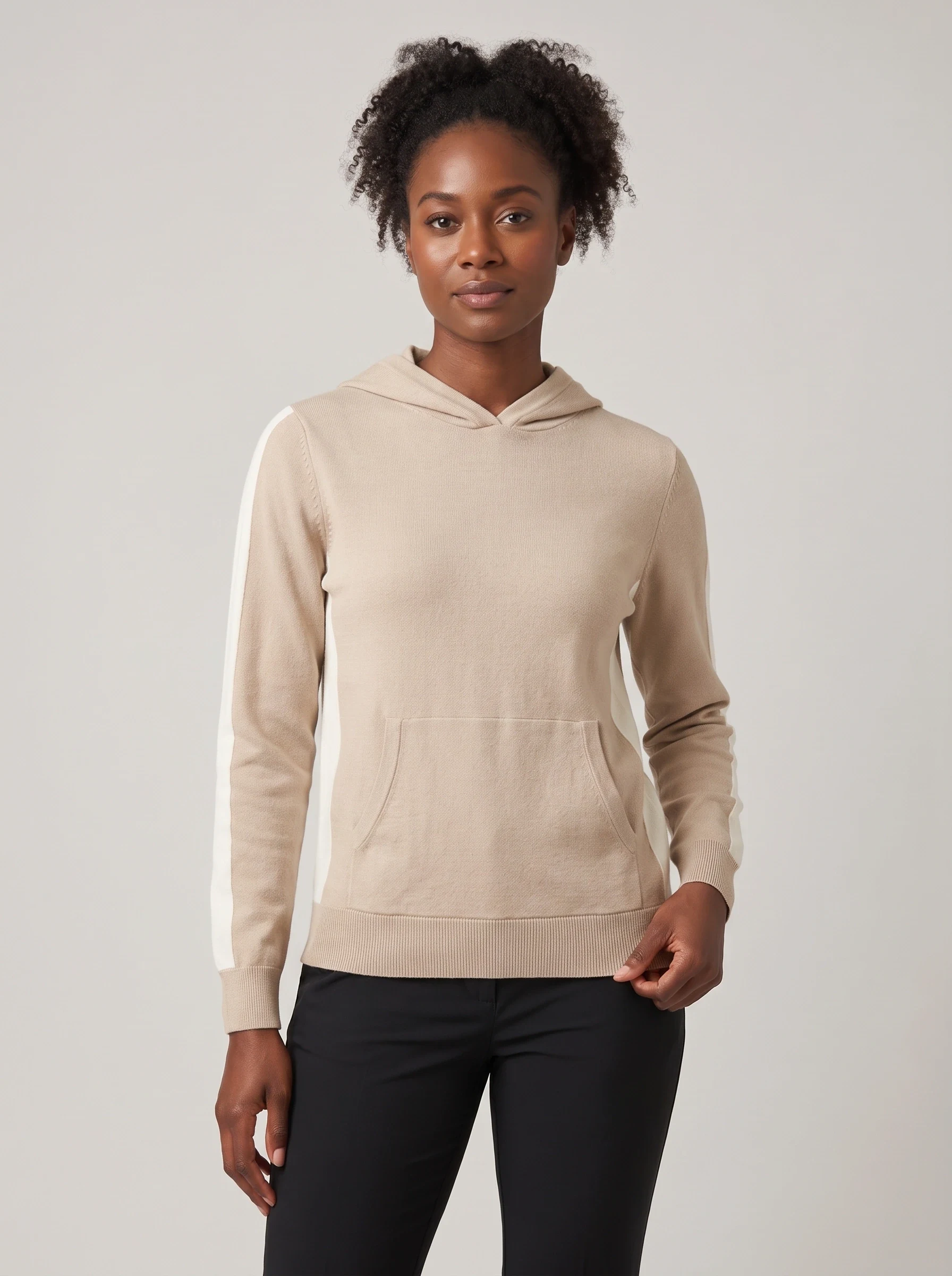 Sand Side Panel Hoodie, women hoodies, front view