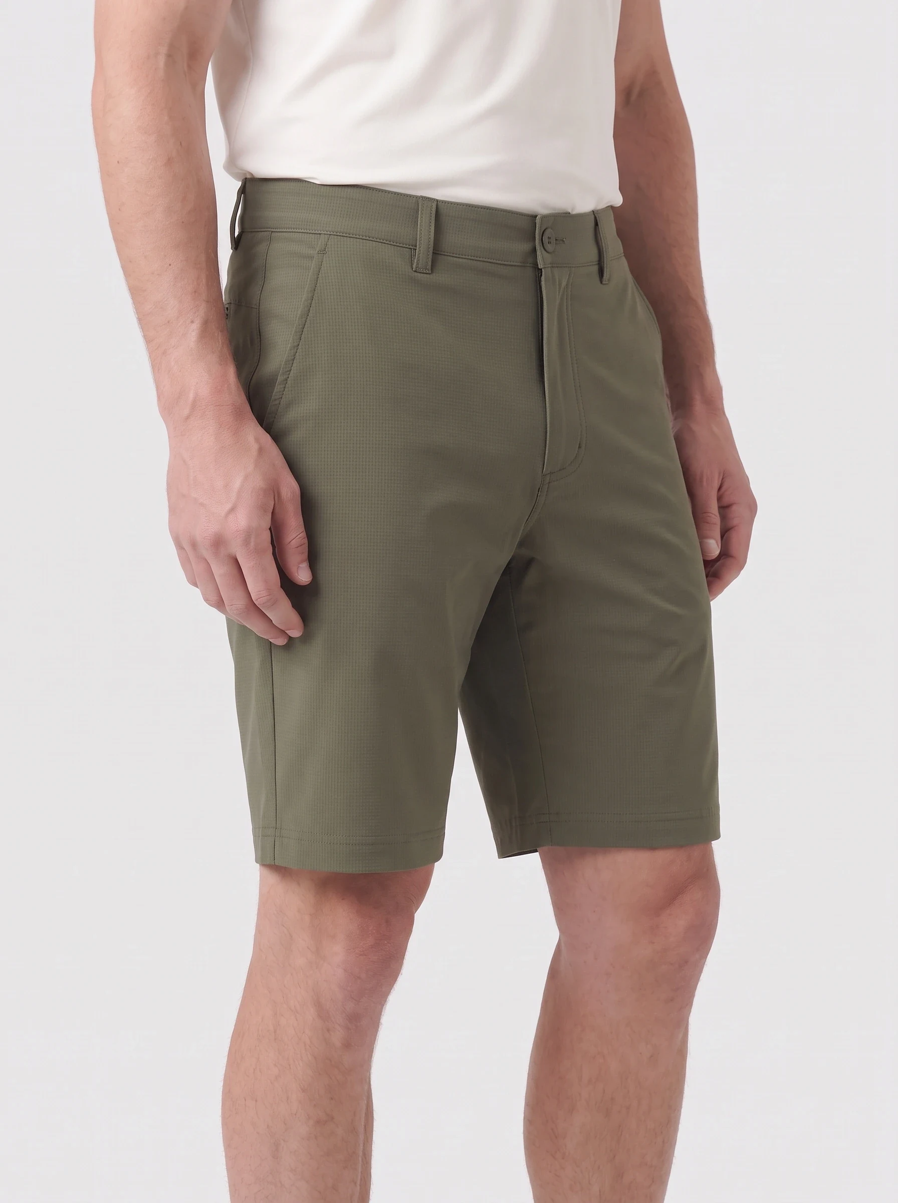 Olive Micro Texture Golf Short, men shorts, side view