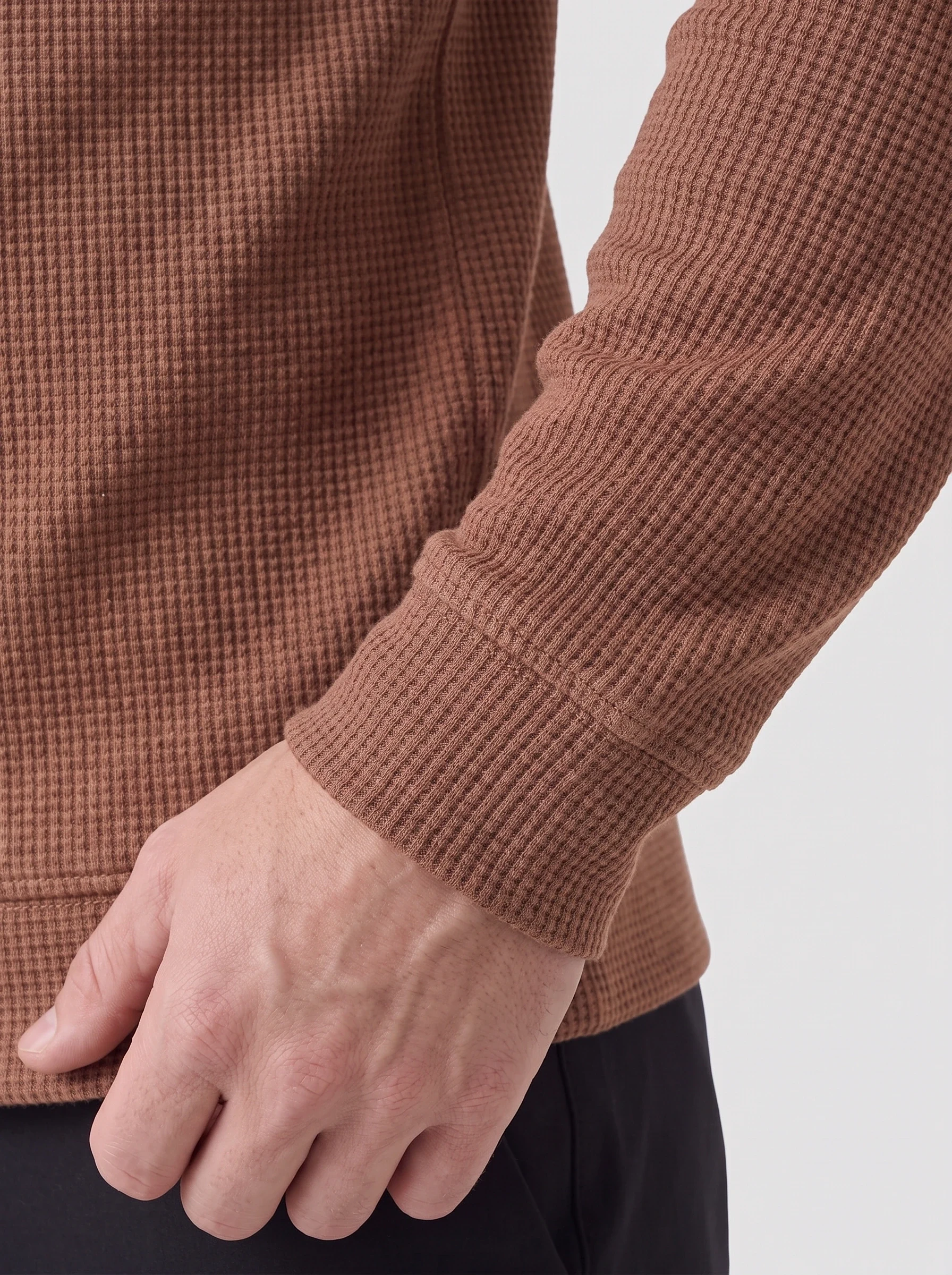 Clay Waffle Knit Hoodie, men hoodies, Waffle texture and cuff detail
