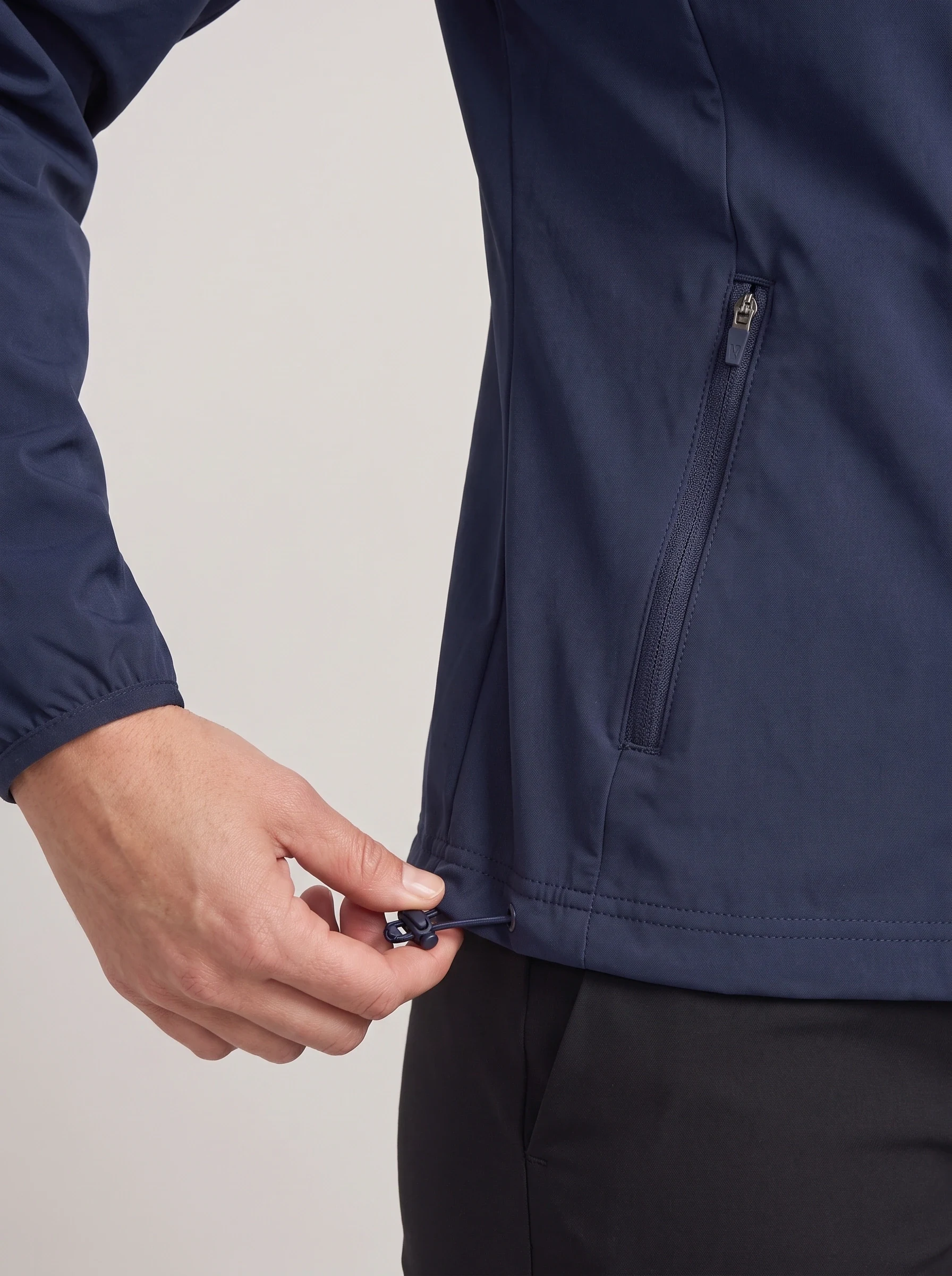 Navy Draw Hem Zip Hoodie, women hoodies, Internal draw hem adjustment and pocket zip detail