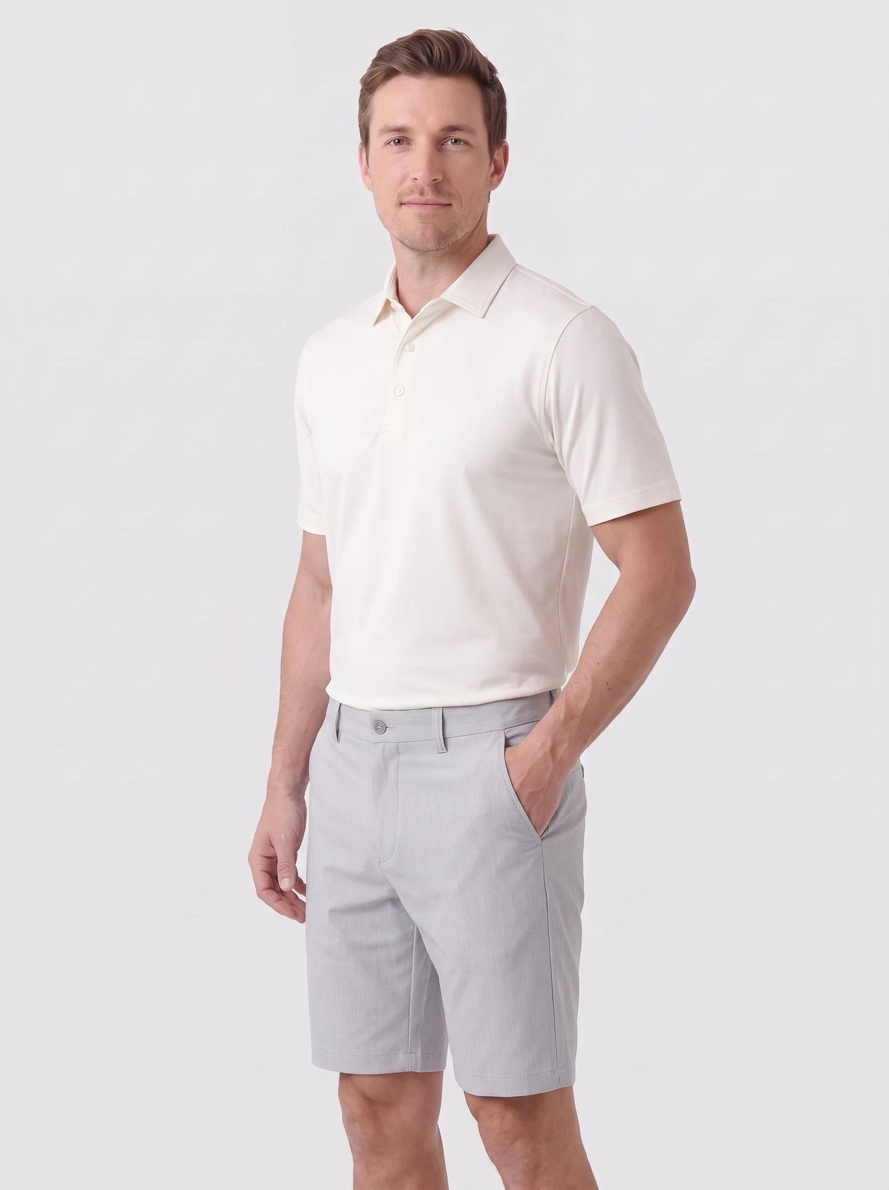 Ice Grey Bermuda Golf Short, men shorts, side view