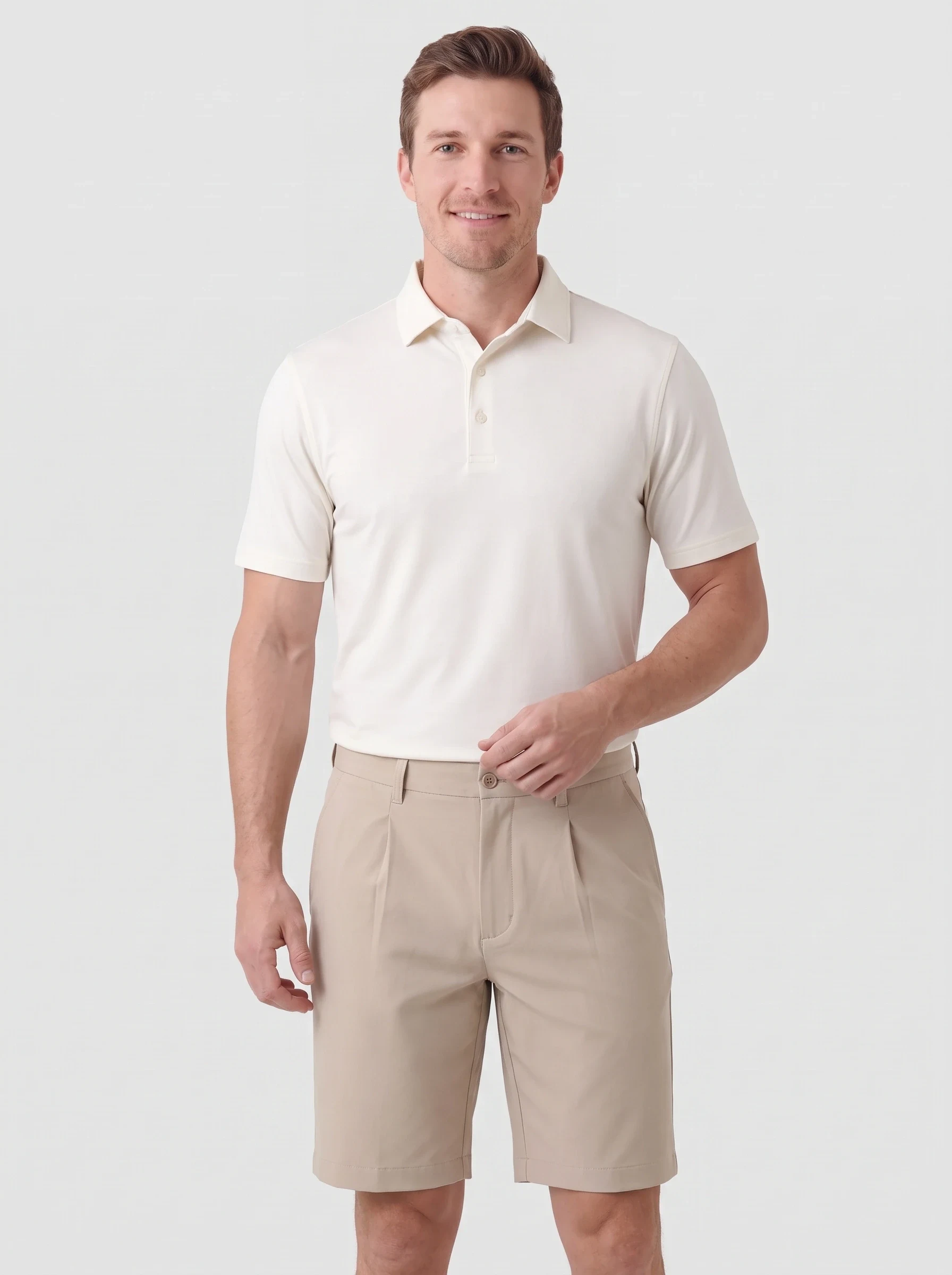 Sand Pleat Front Golf Short, men shorts, front view