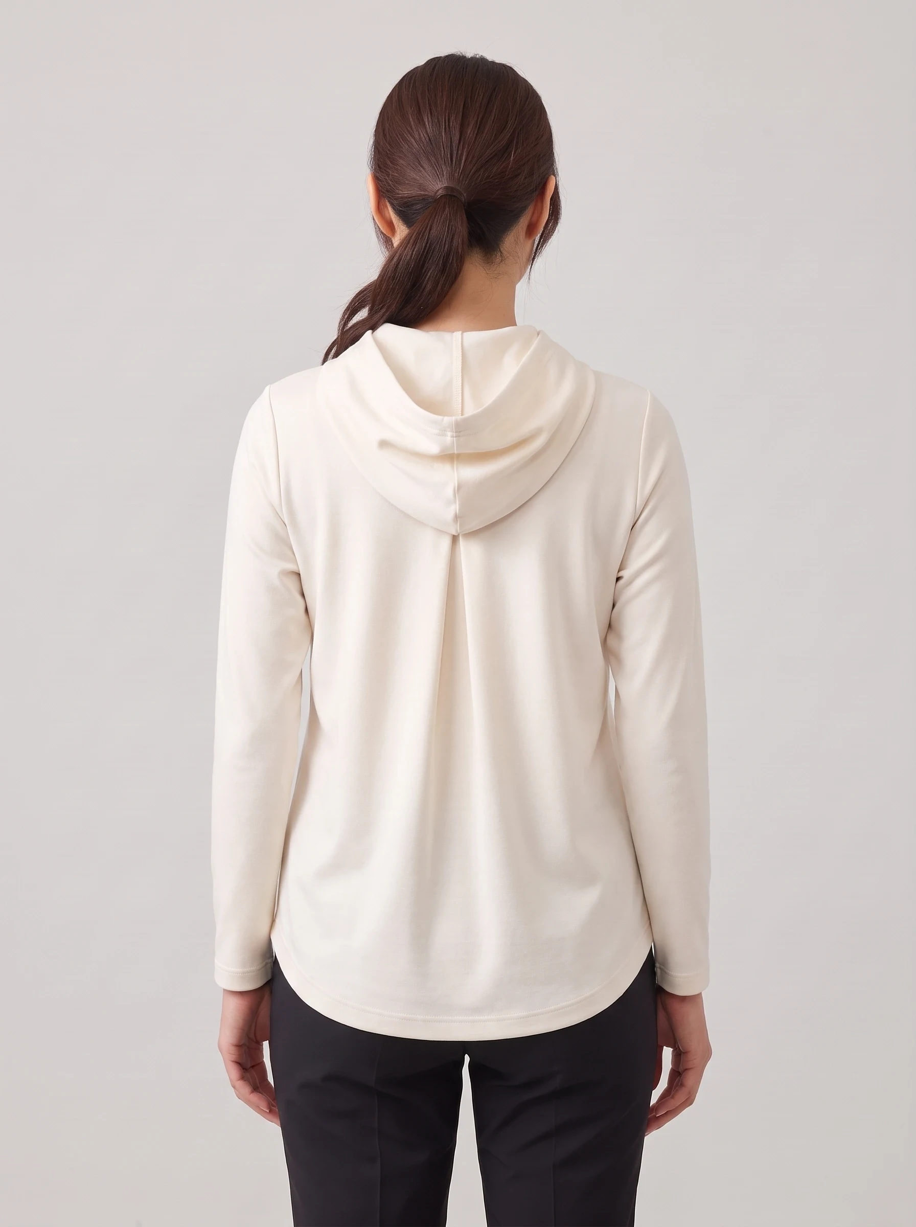 Cream Split Back Hoodie, women hoodies, back view