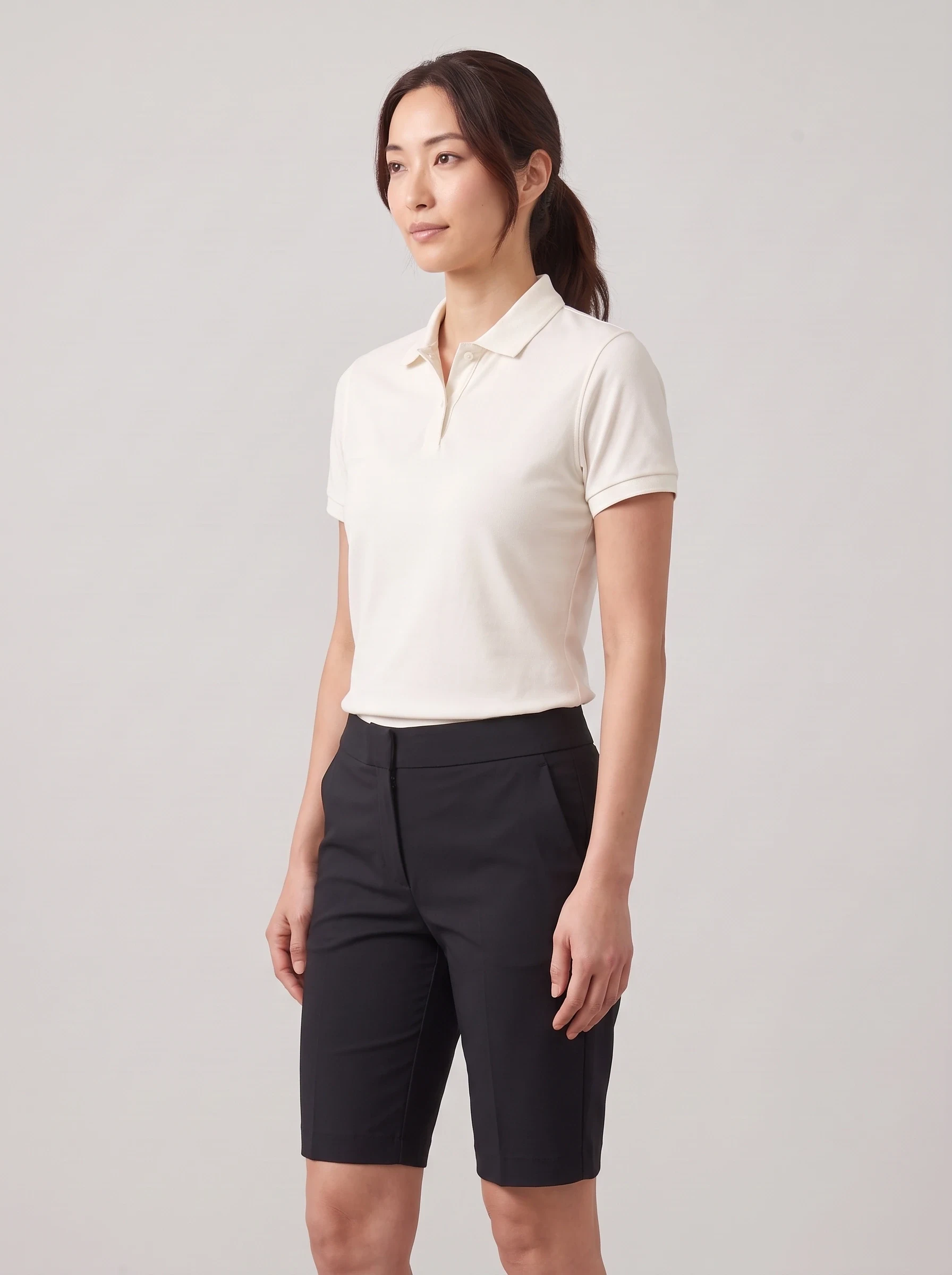 Black Tailored Bermuda Short, women shorts, side view