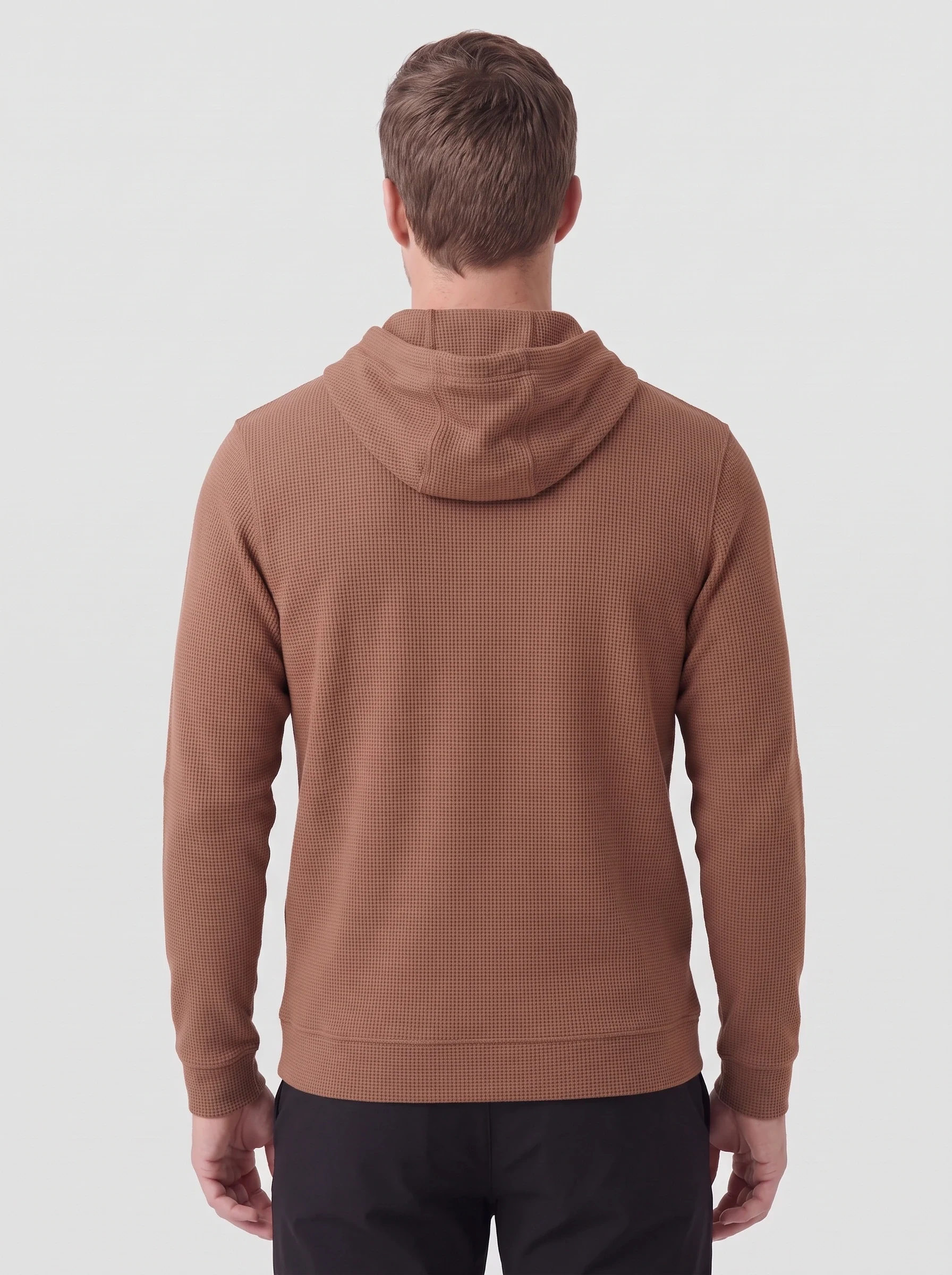 Clay Waffle Knit Hoodie, men hoodies, back view