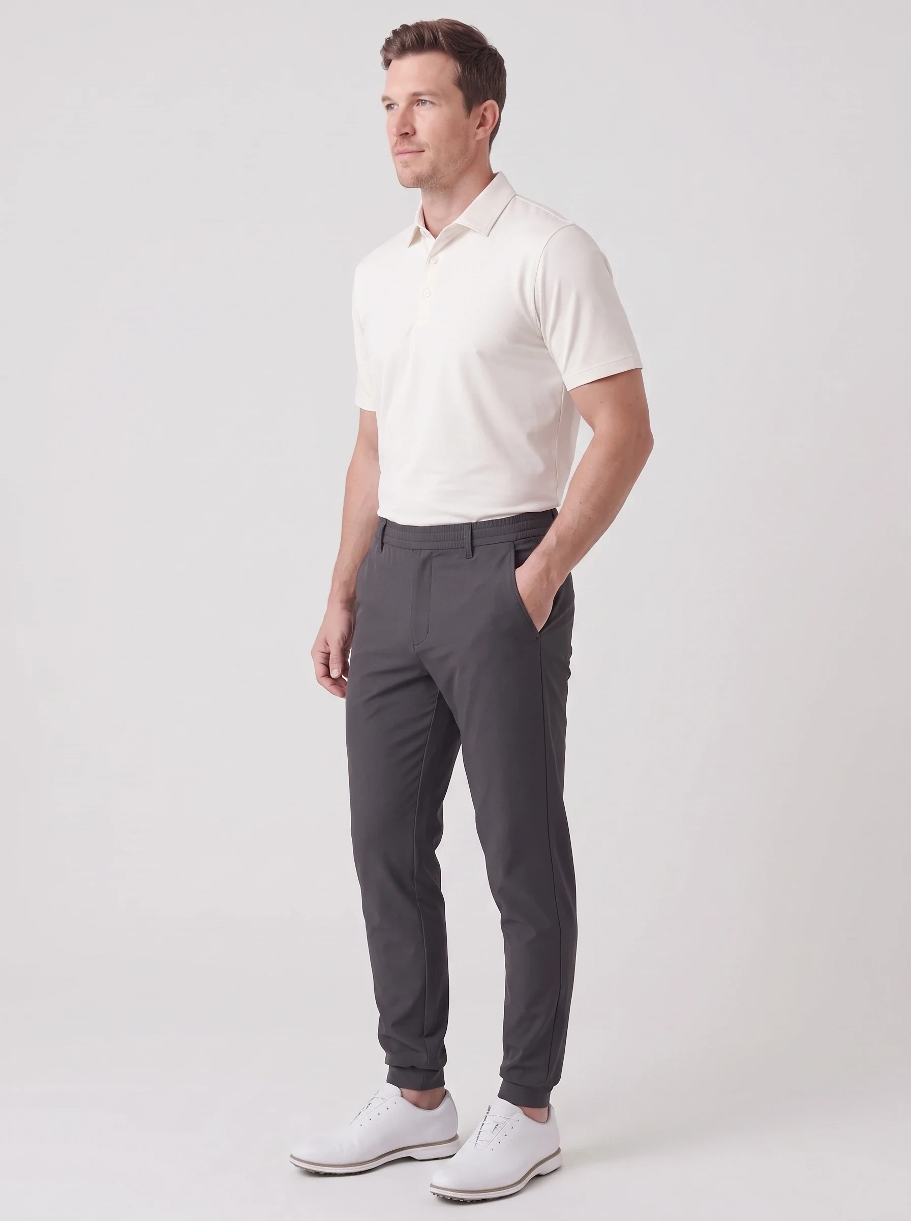 Charcoal Cuffed Golf Jogger, men pants & trousers, side view