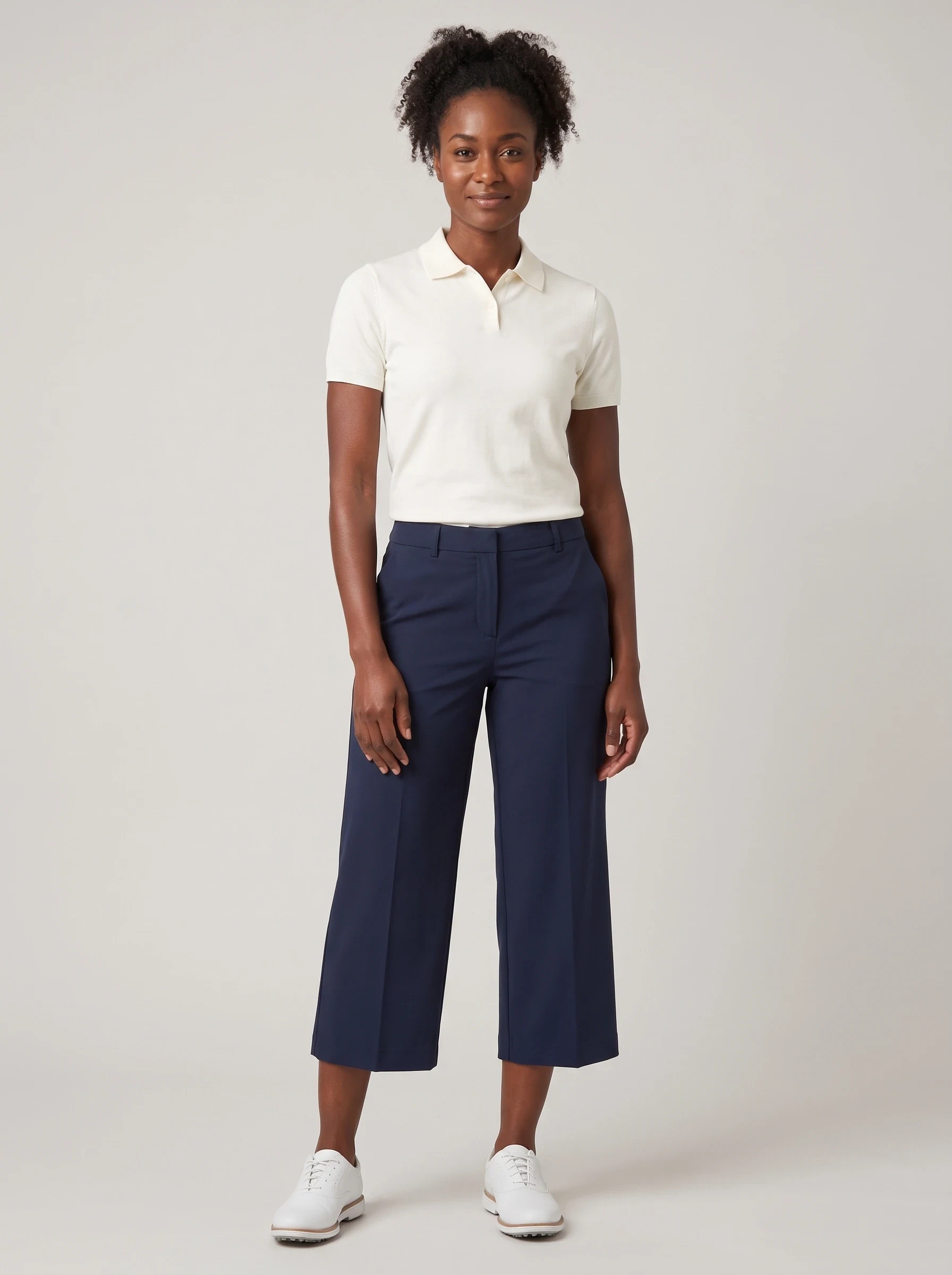 Navy Culotte Golf Pant, women pants & trousers, front view