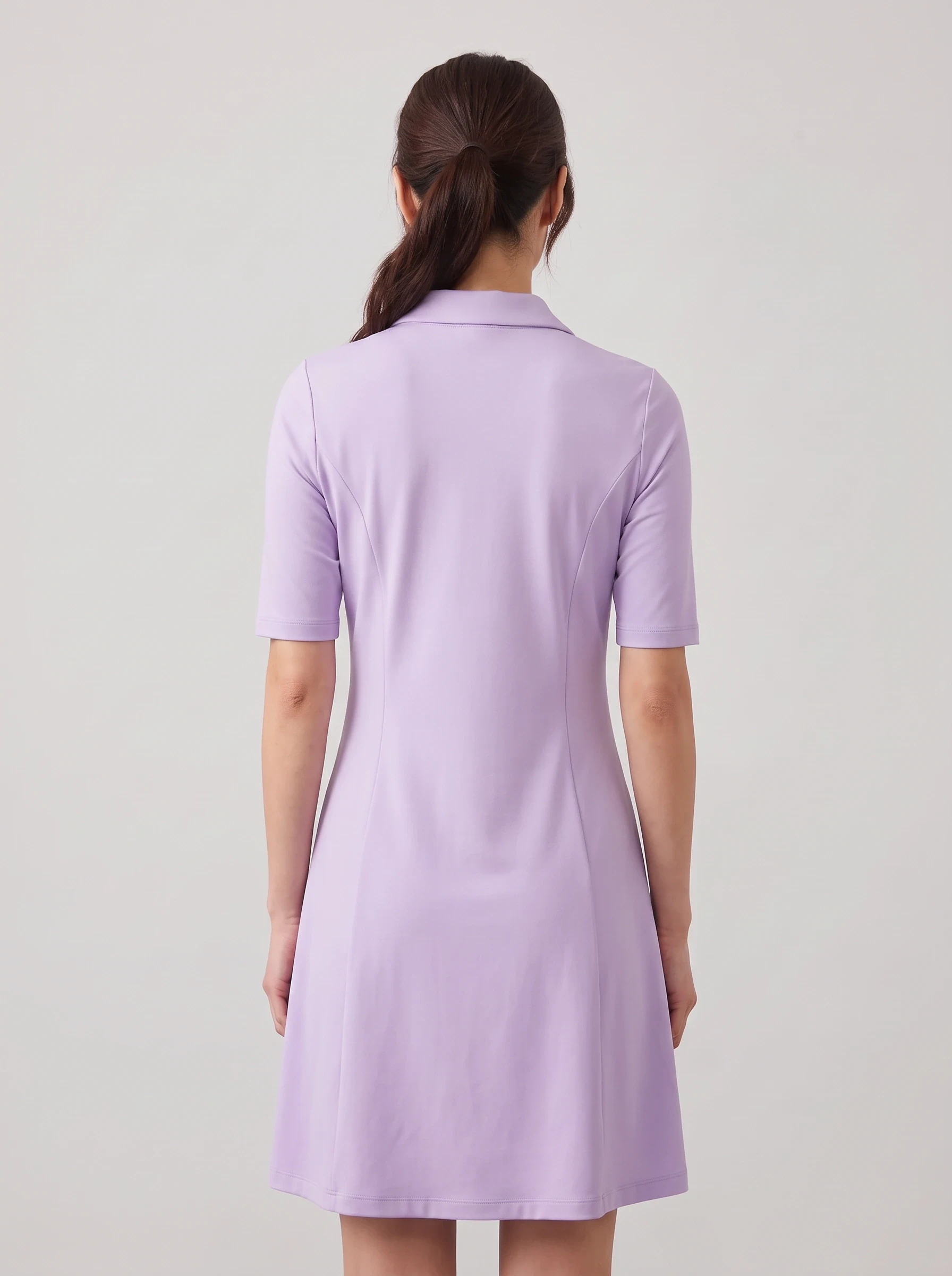 Lavender Half Sleeve Golf Dress, women golf dresses & skirts, back view
