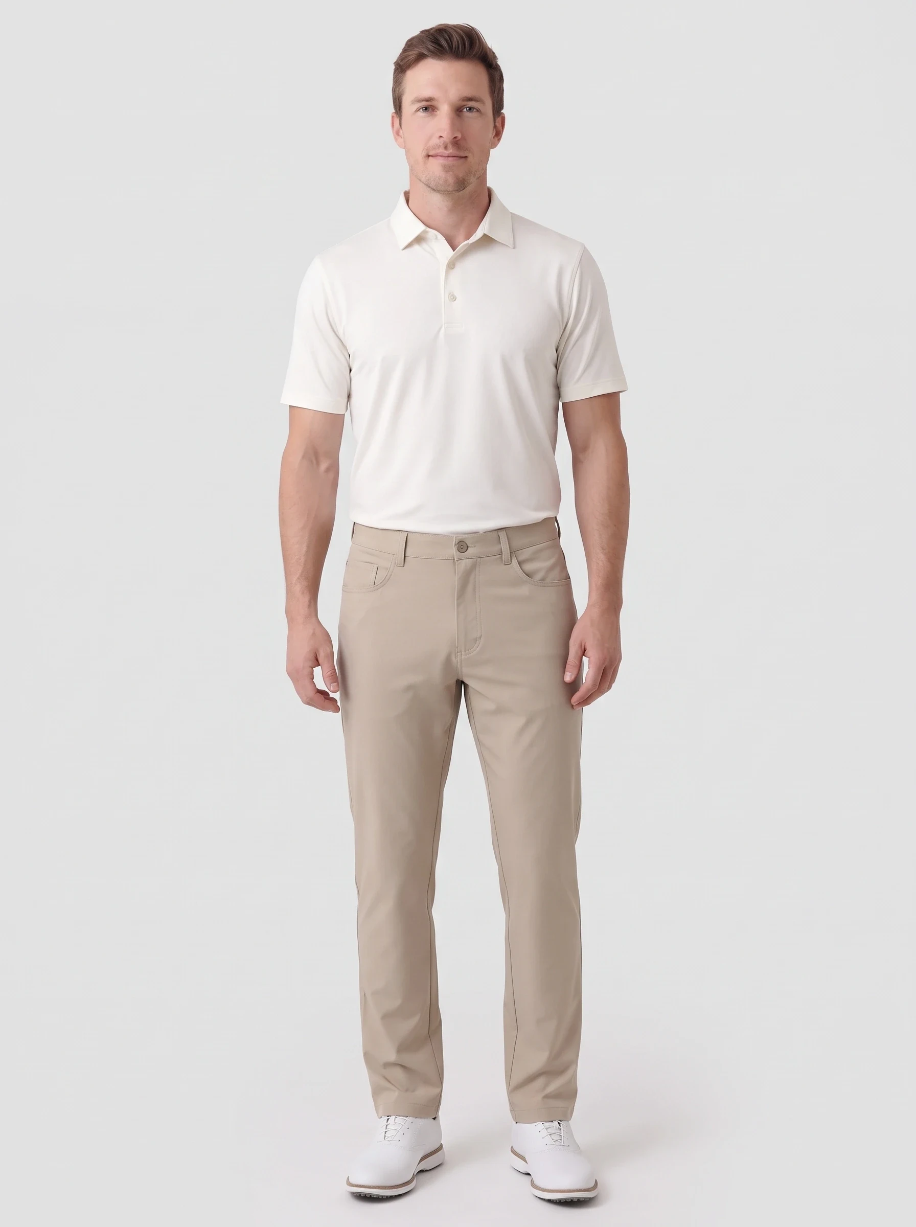 Sand Straight Leg Golf Trouser, men pants & trousers, front view