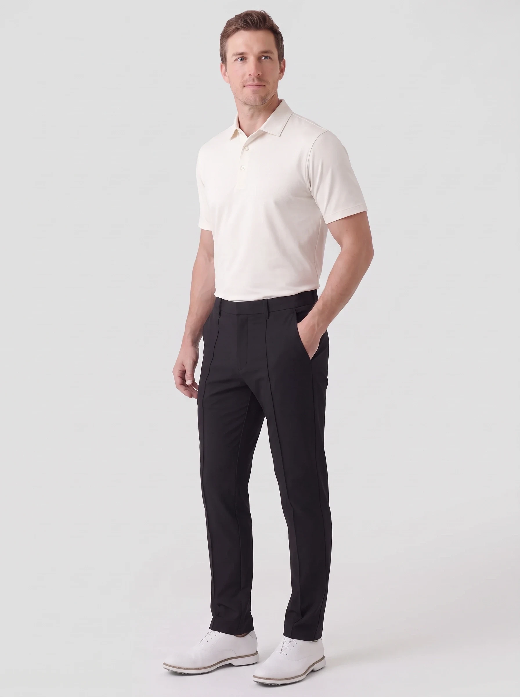 Black Seam Front Golf Pant, men pants & trousers, side view