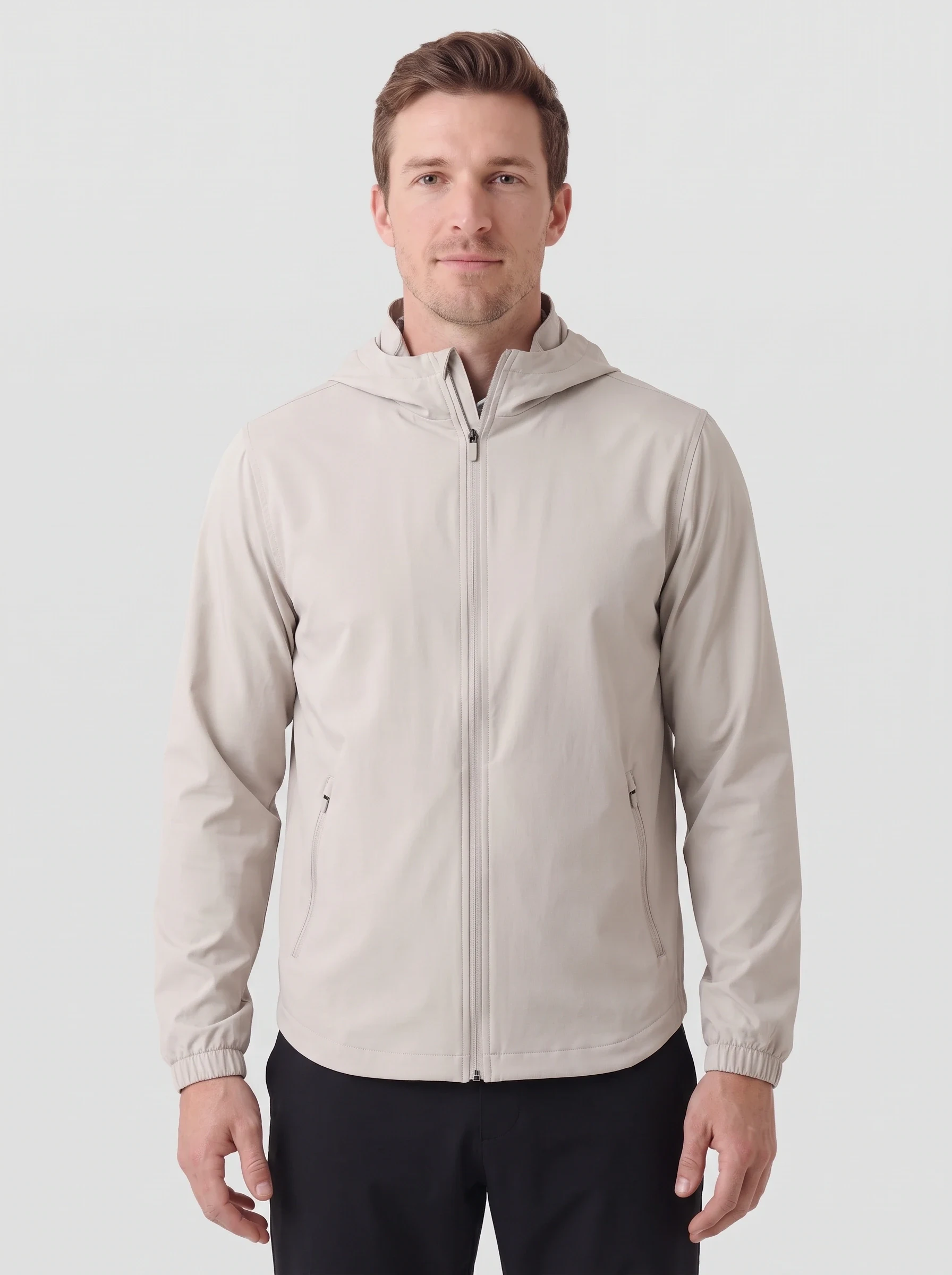 Stone Hooded Shell Jacket, men outerwear, front view