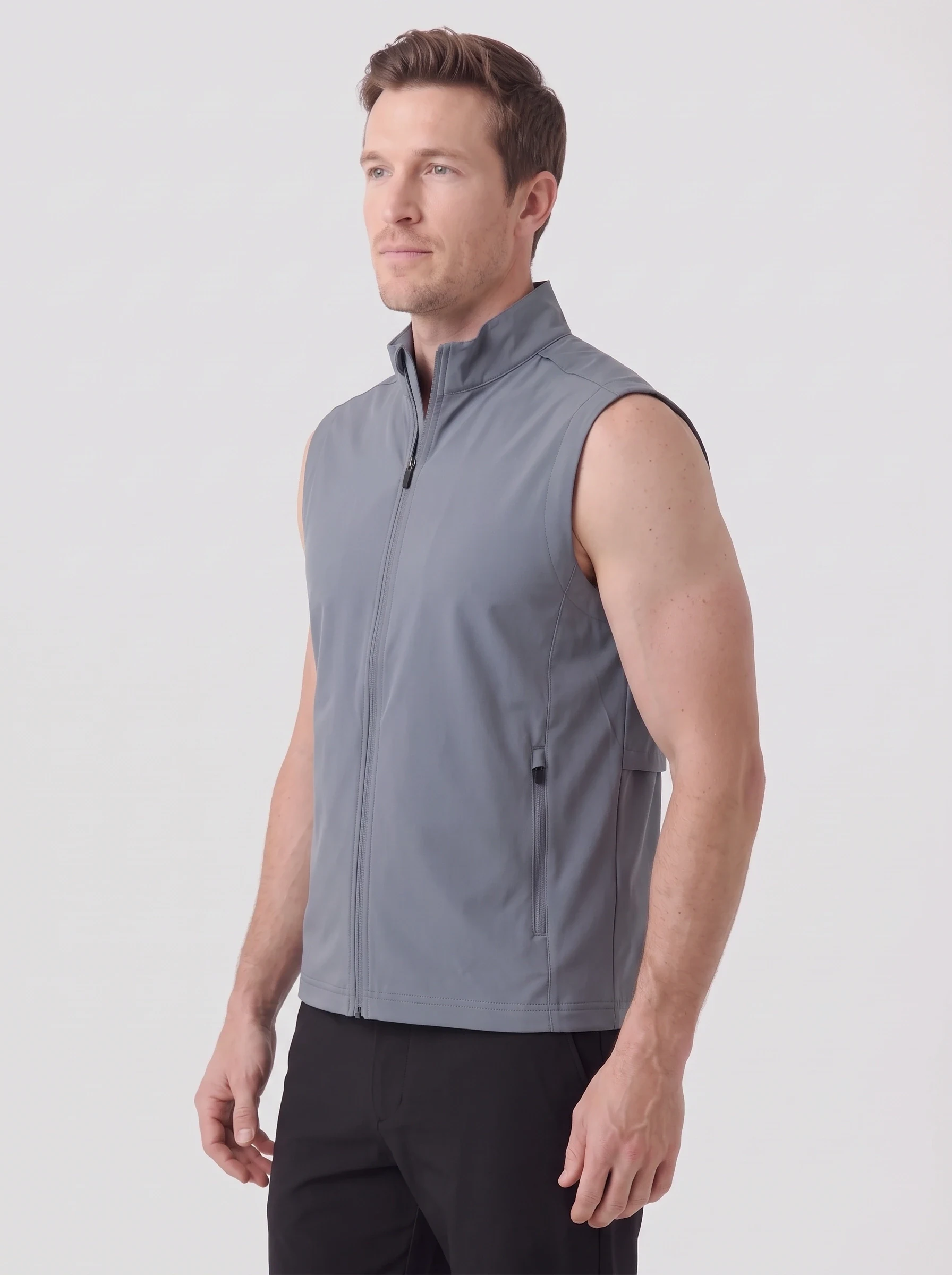 Steel Back Vent Wind Vest, men outerwear, side view