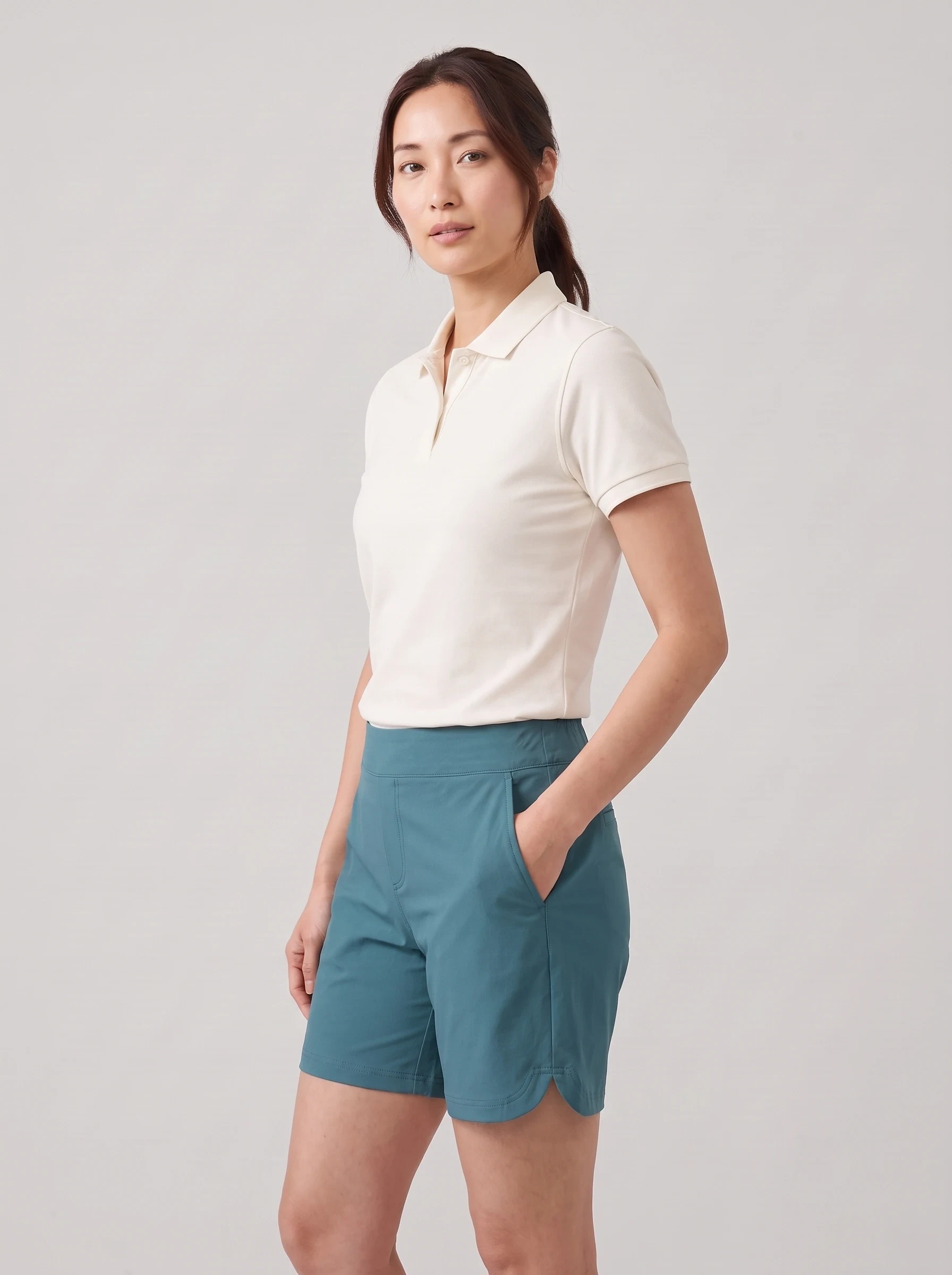 Teal Side Vent Golf Short, women shorts, side view